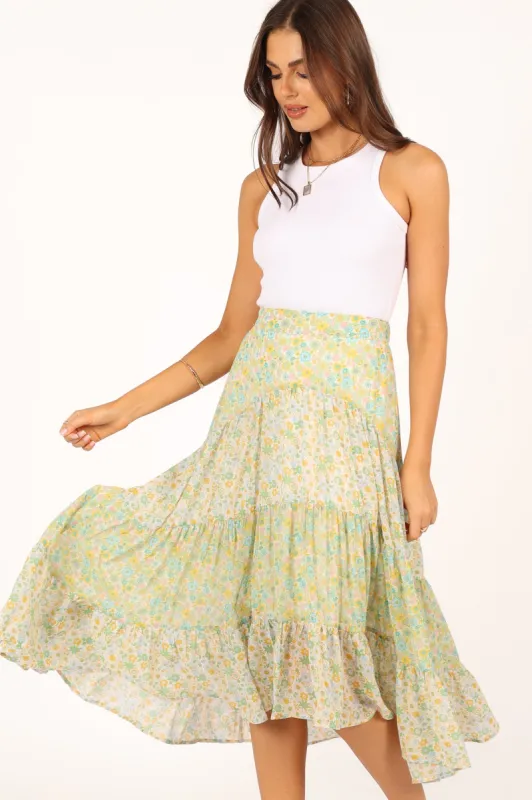 Webster Midi Skirt - Green sold by Petal & Pup