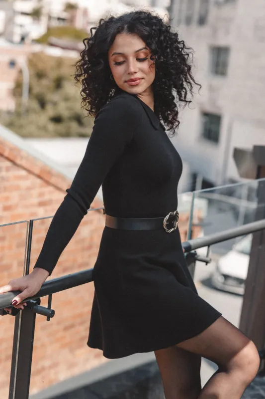 Marianne Long Sleeve Mini Dress - Black sold by Petal & Pup