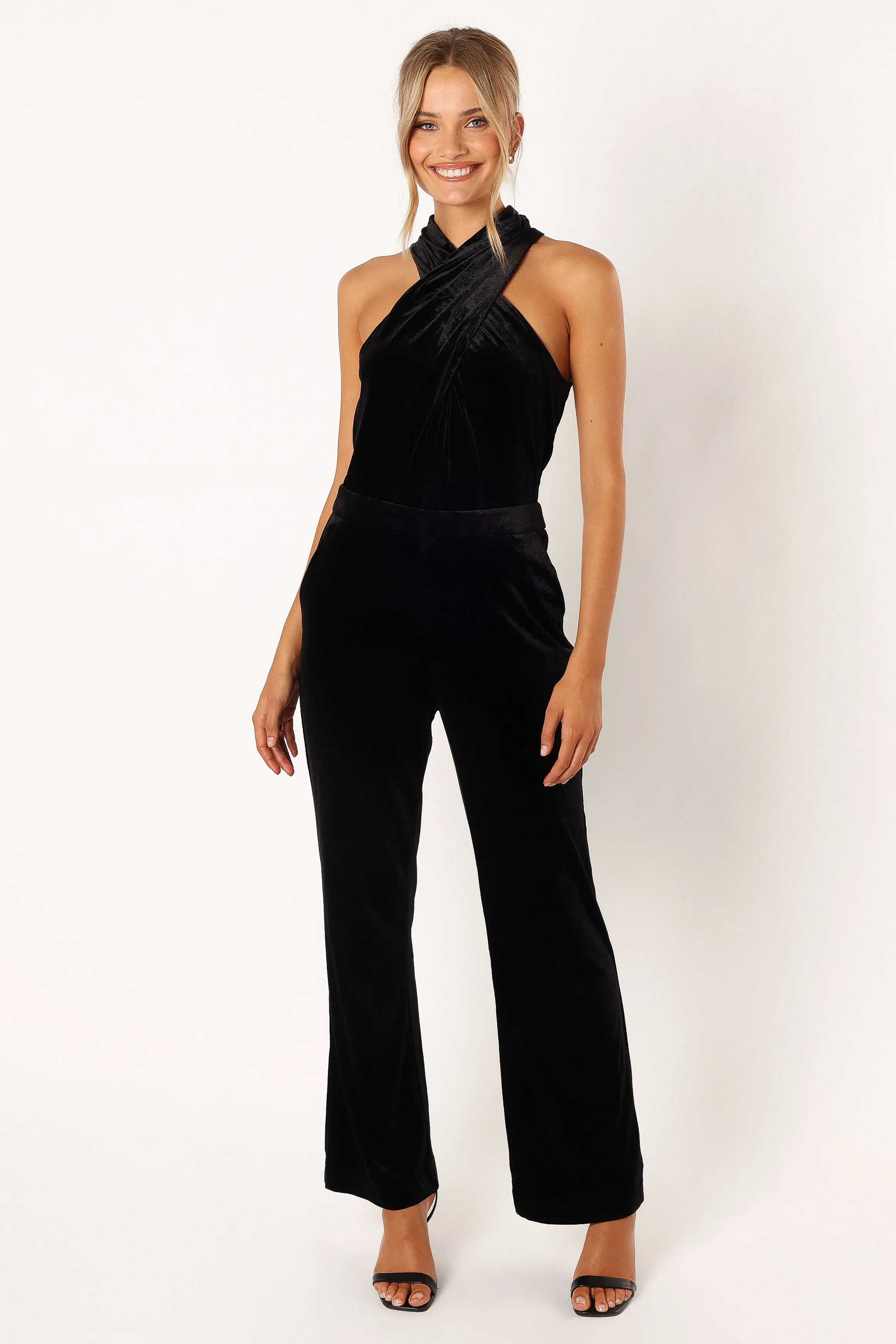 Liberty Velvet Jumpsuit - Black sold by Petal & Pup