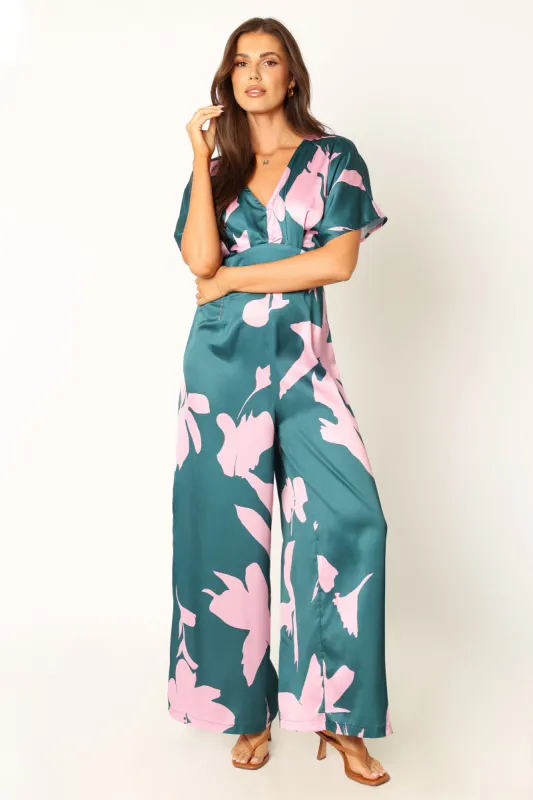 Lilah Jumpsuit - Teal Floral sold by Petal & Pup
