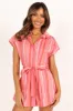 Addie Tie Waist Romper - Pink Stripe sold by Petal & Pup