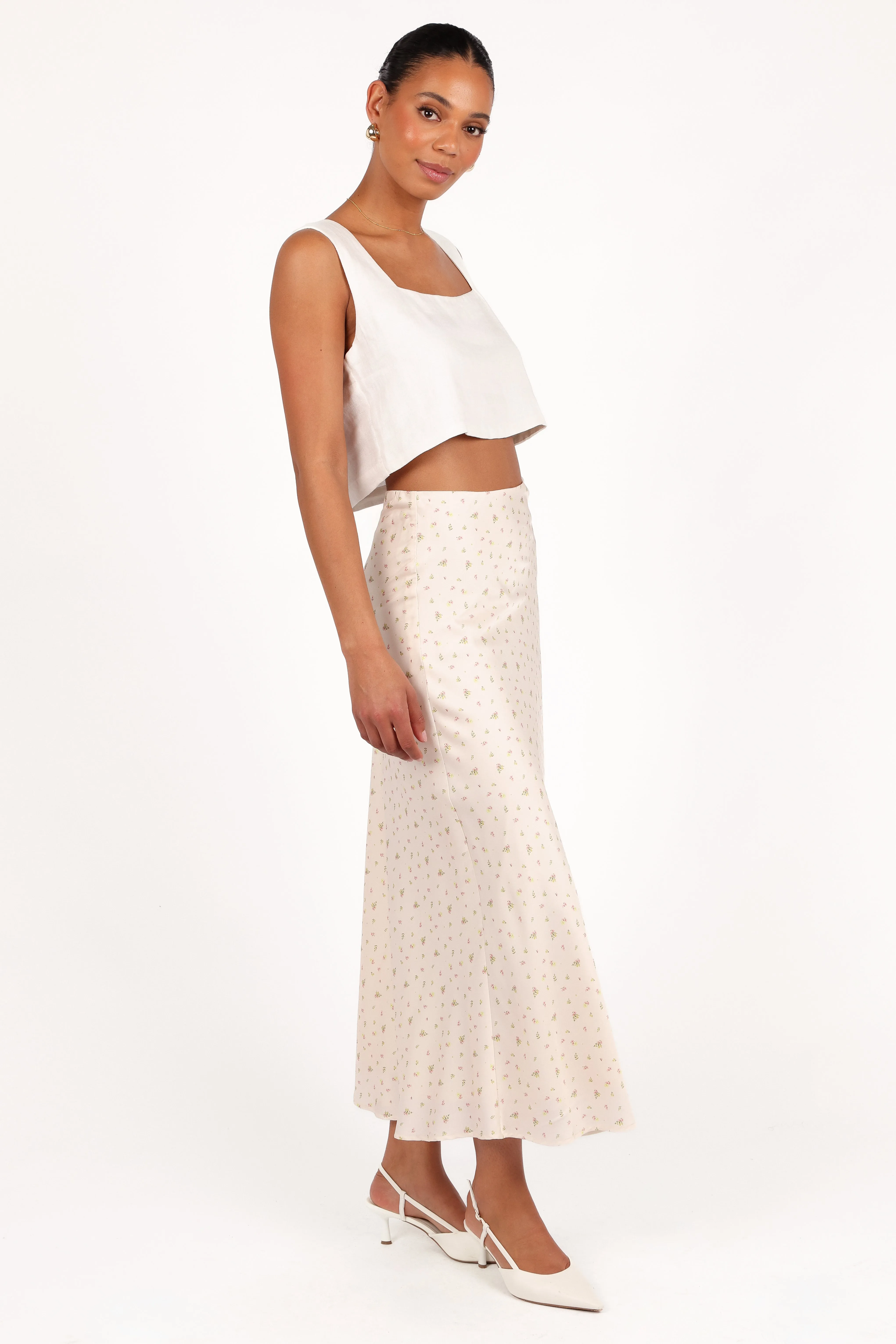 Mei Satin Midi Skirt - Tiny Blooms sold by Petal & Pup product image thumbnail 4