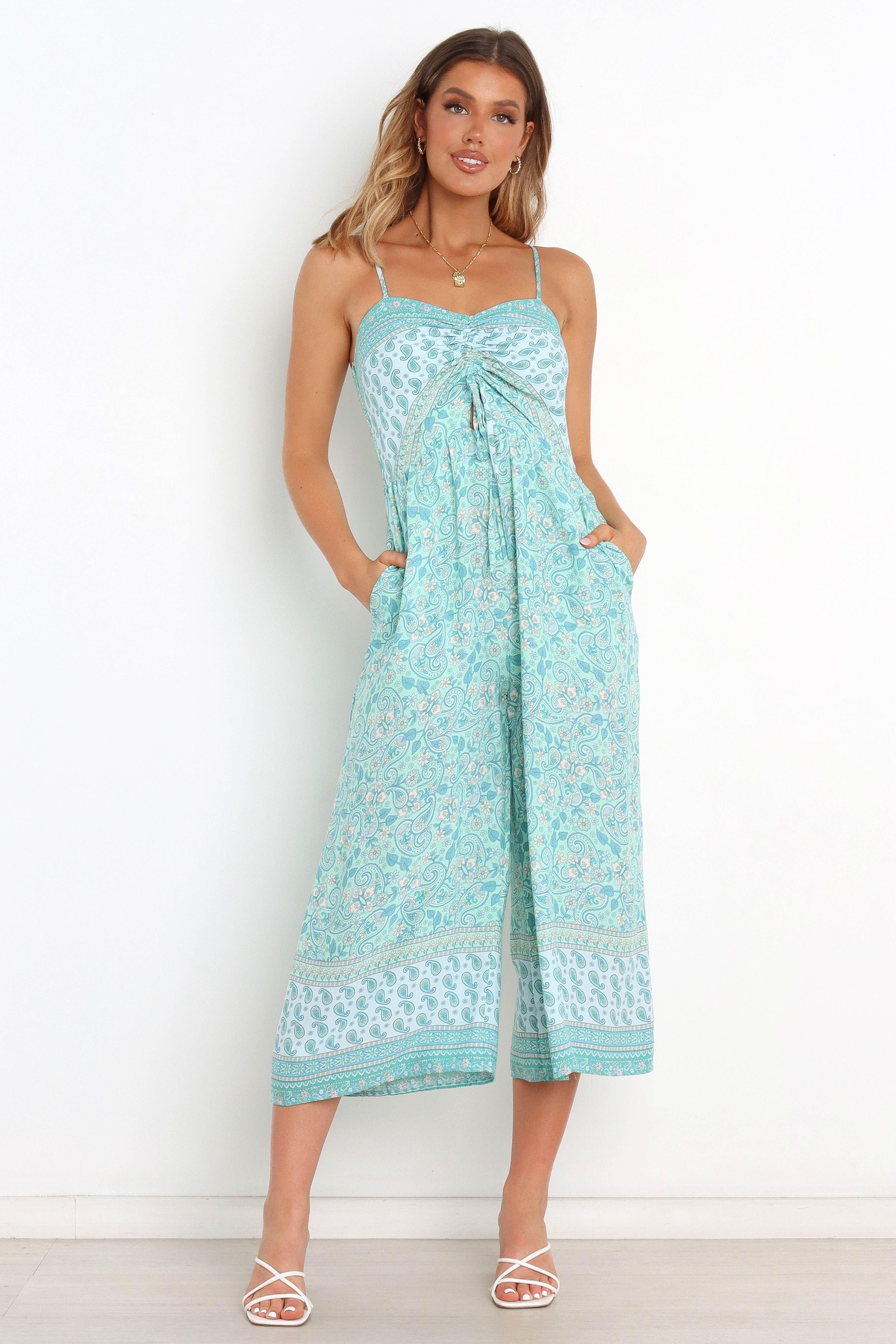 Elissa Jumpsuit - Blue sold by Petal & Pup