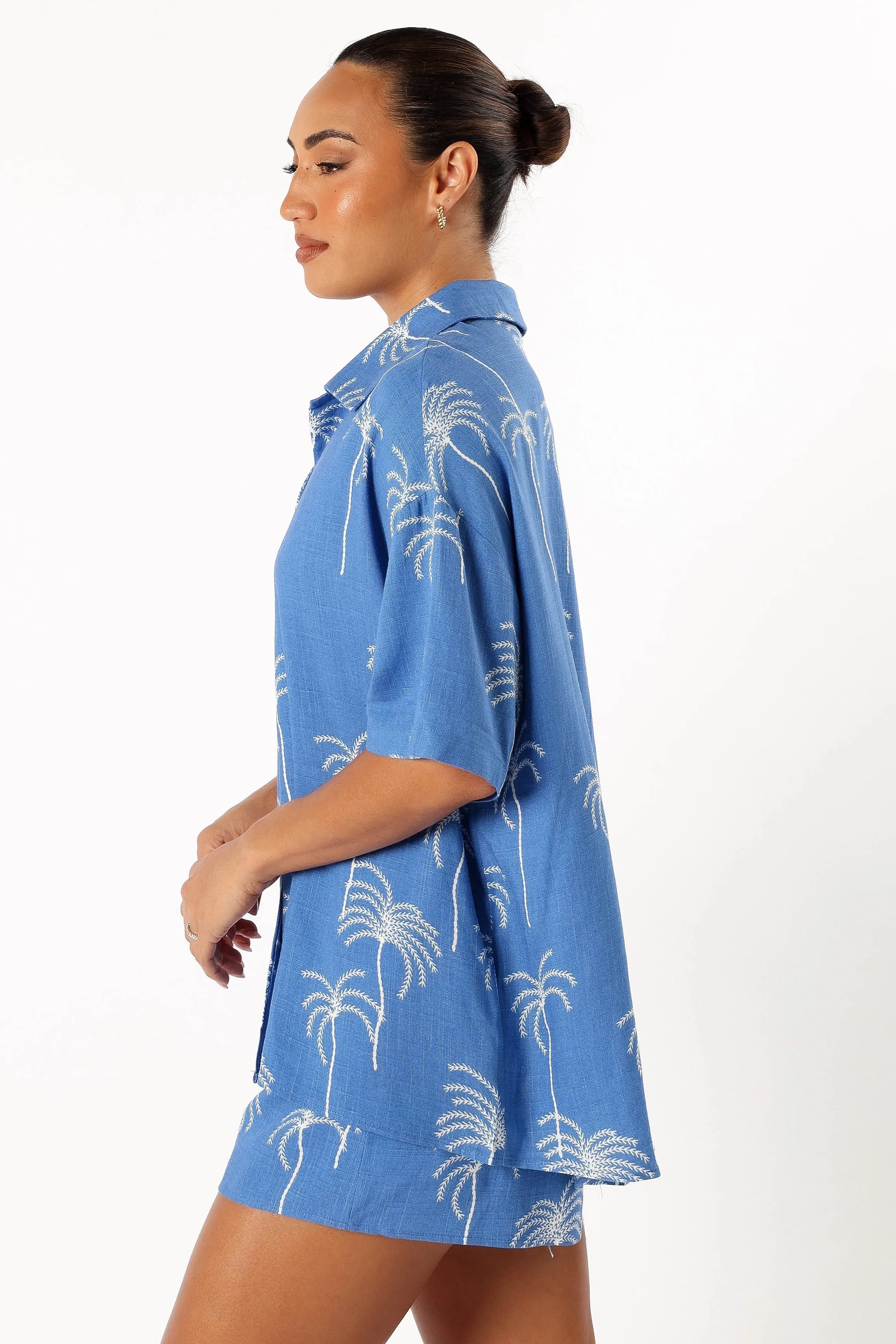 Amira Short Sleeve Shirt - Blue Palm Print sold by Petal & Pup product image thumbnail 5