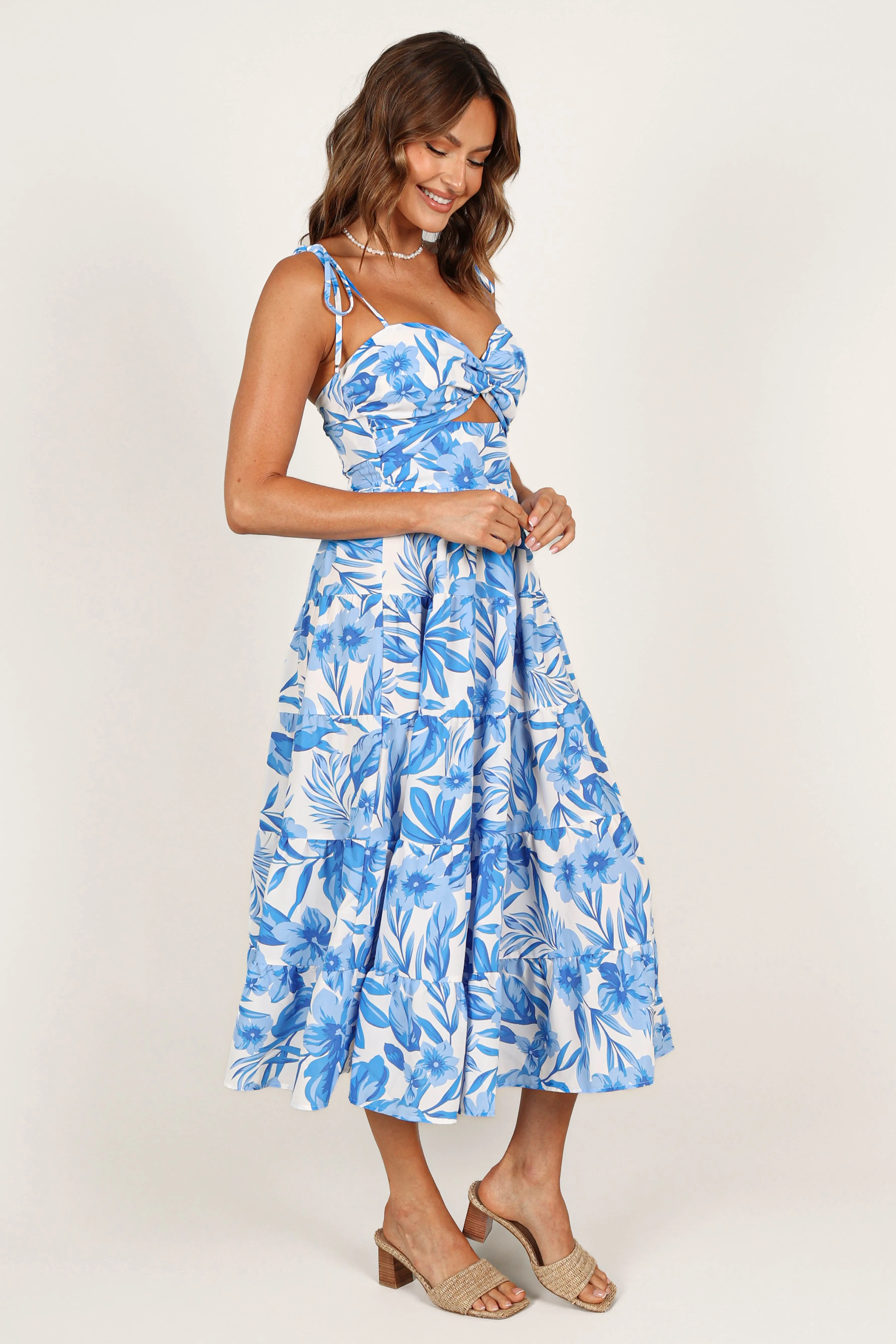 Rose Midi Dress - Blue/White sold by Petal & Pup product image thumbnail 5