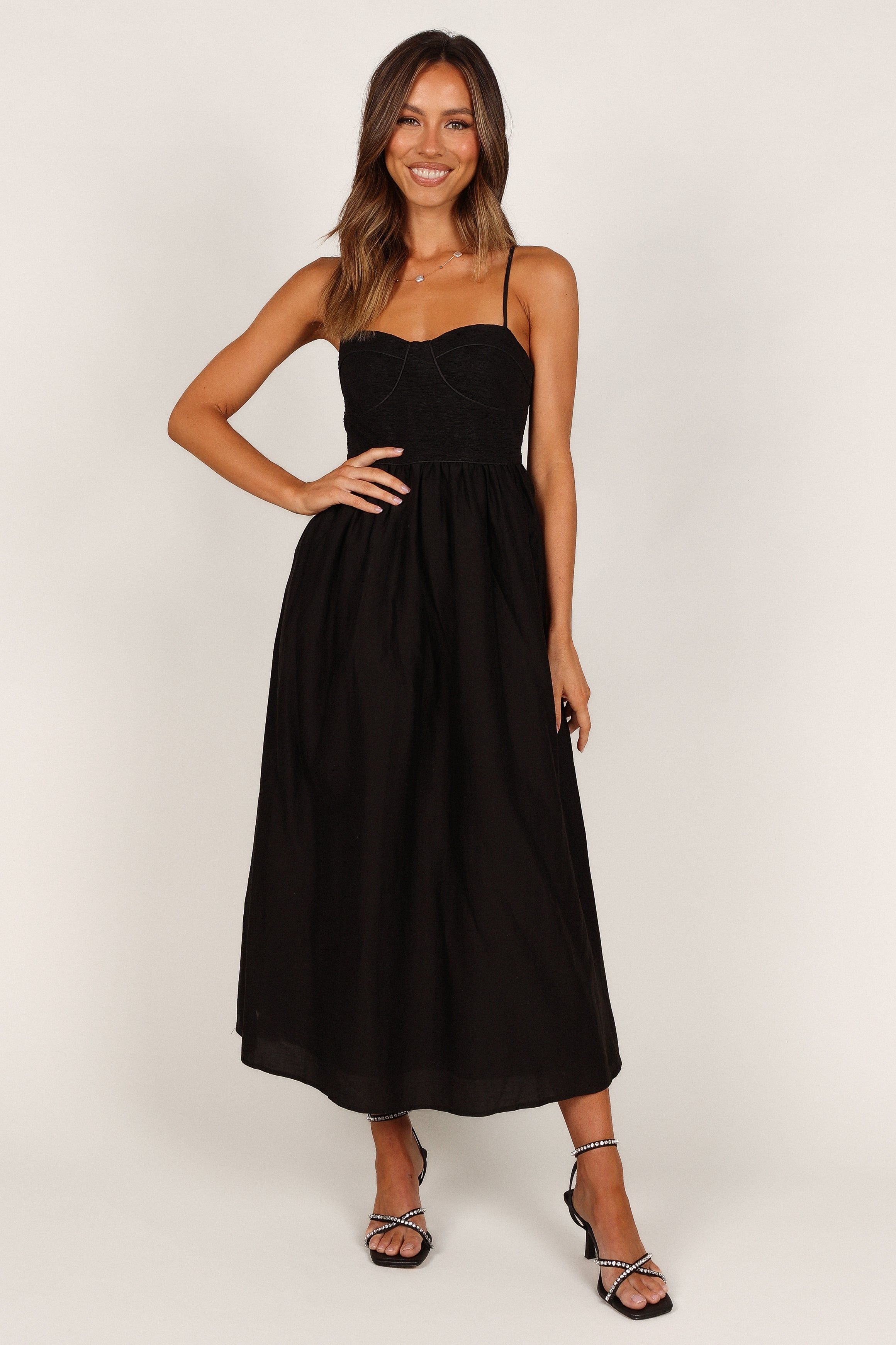 Milsy Pleated Bodice Midi Dress - Black sold by Petal & Pup product image thumbnail 7