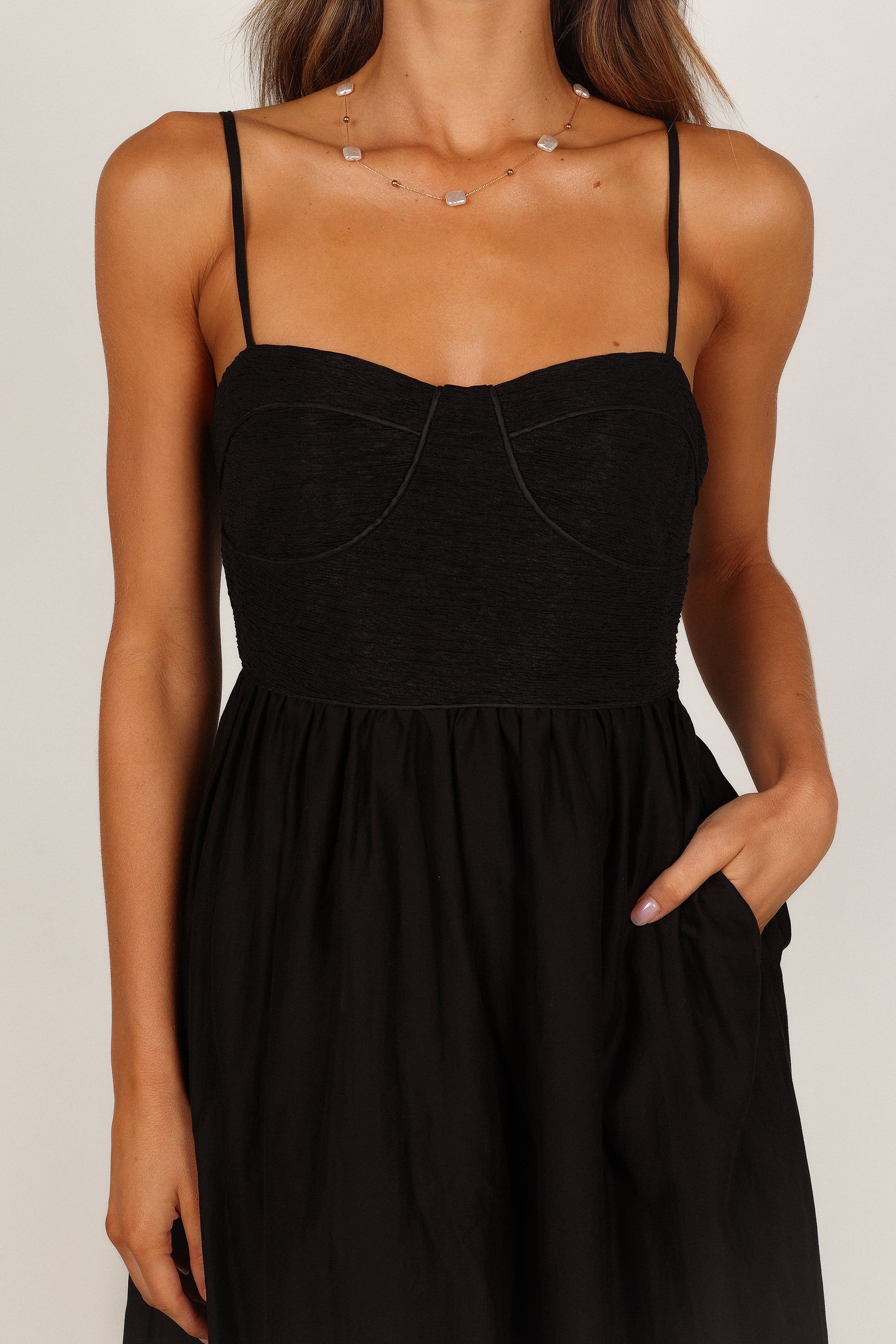 Milsy Pleated Bodice Midi Dress - Black sold by Petal & Pup product image thumbnail 2