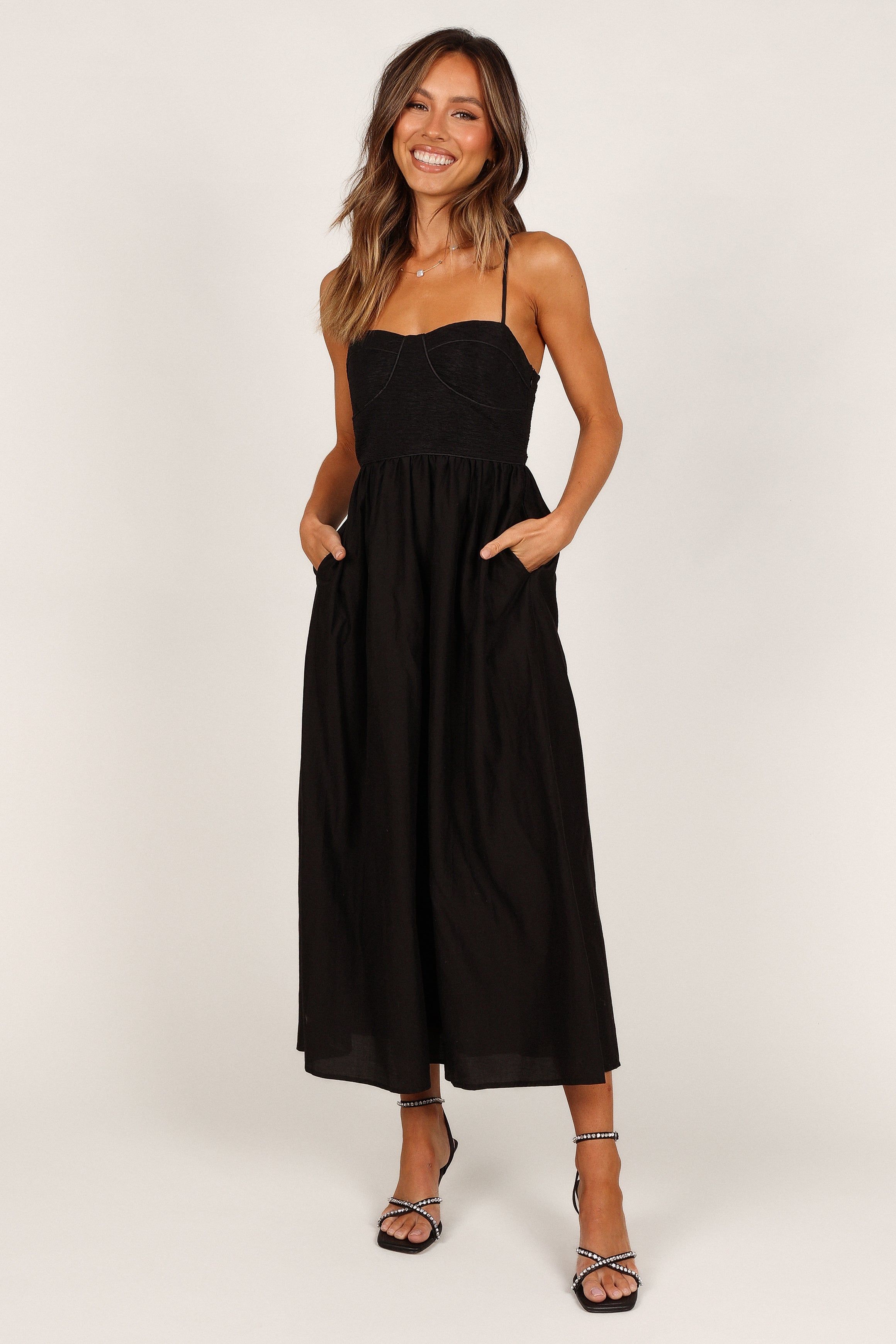 Milsy Pleated Bodice Midi Dress - Black sold by Petal & Pup product image thumbnail 3