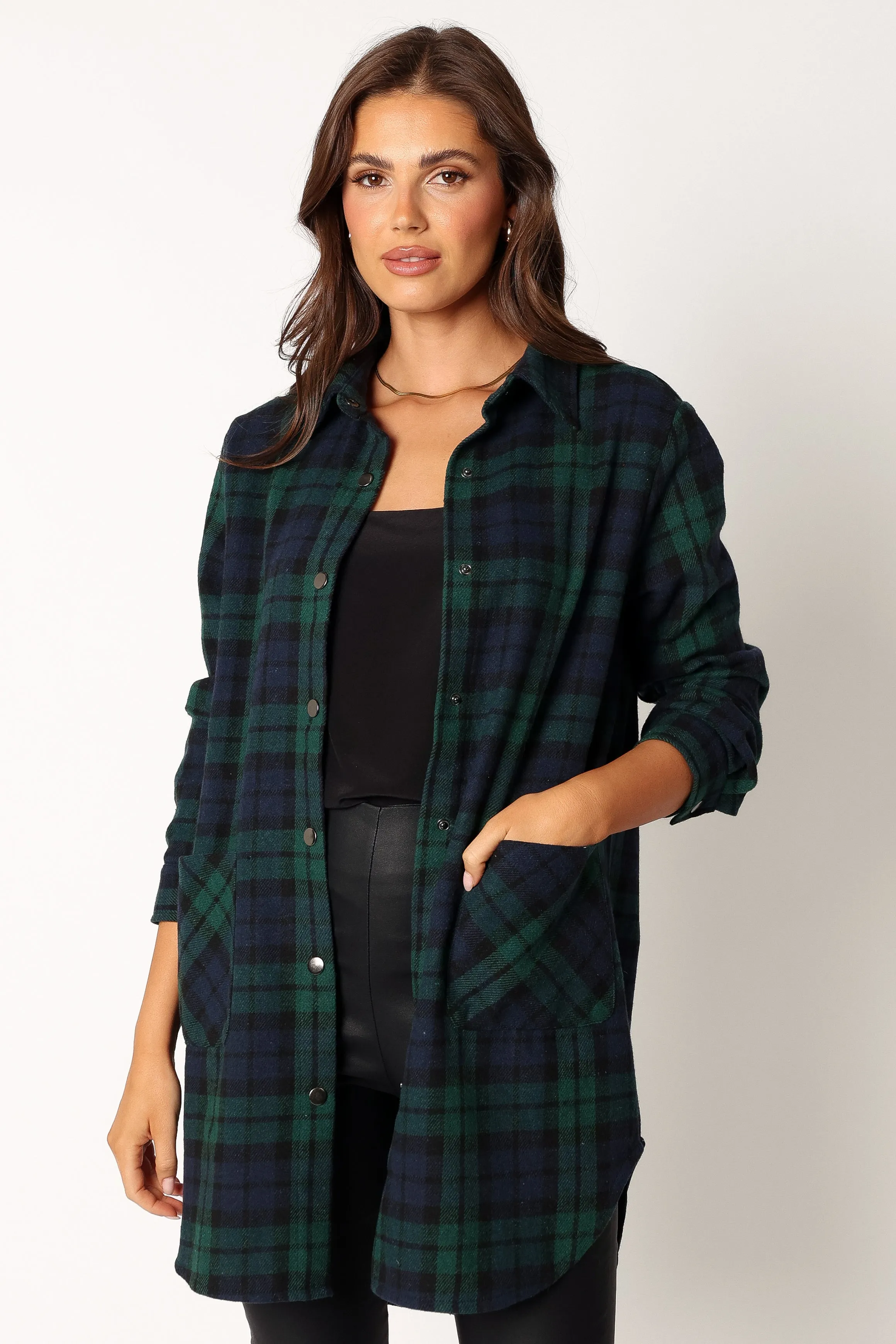 Lilith Plaid Shacket - Hunter Green sold by Petal & Pup product image thumbnail 5