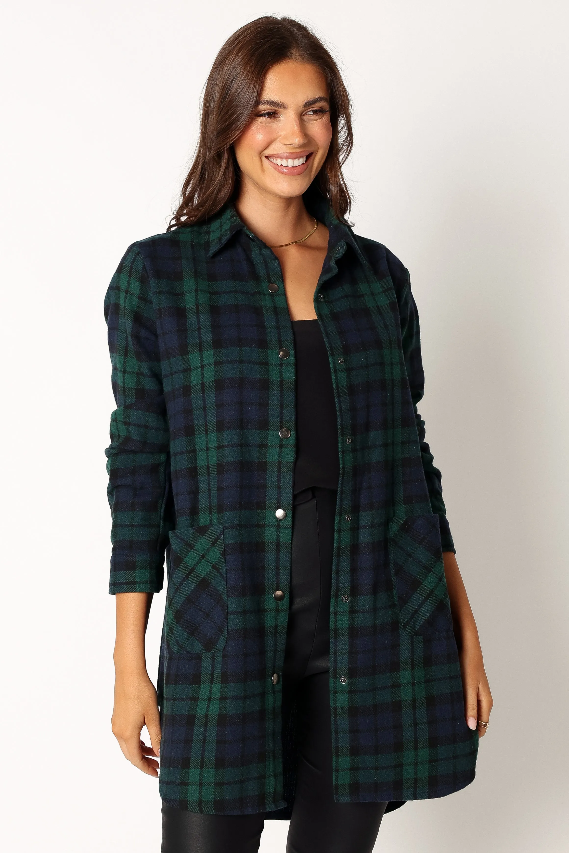 Lilith Plaid Shacket - Hunter Green sold by Petal & Pup product image thumbnail 4