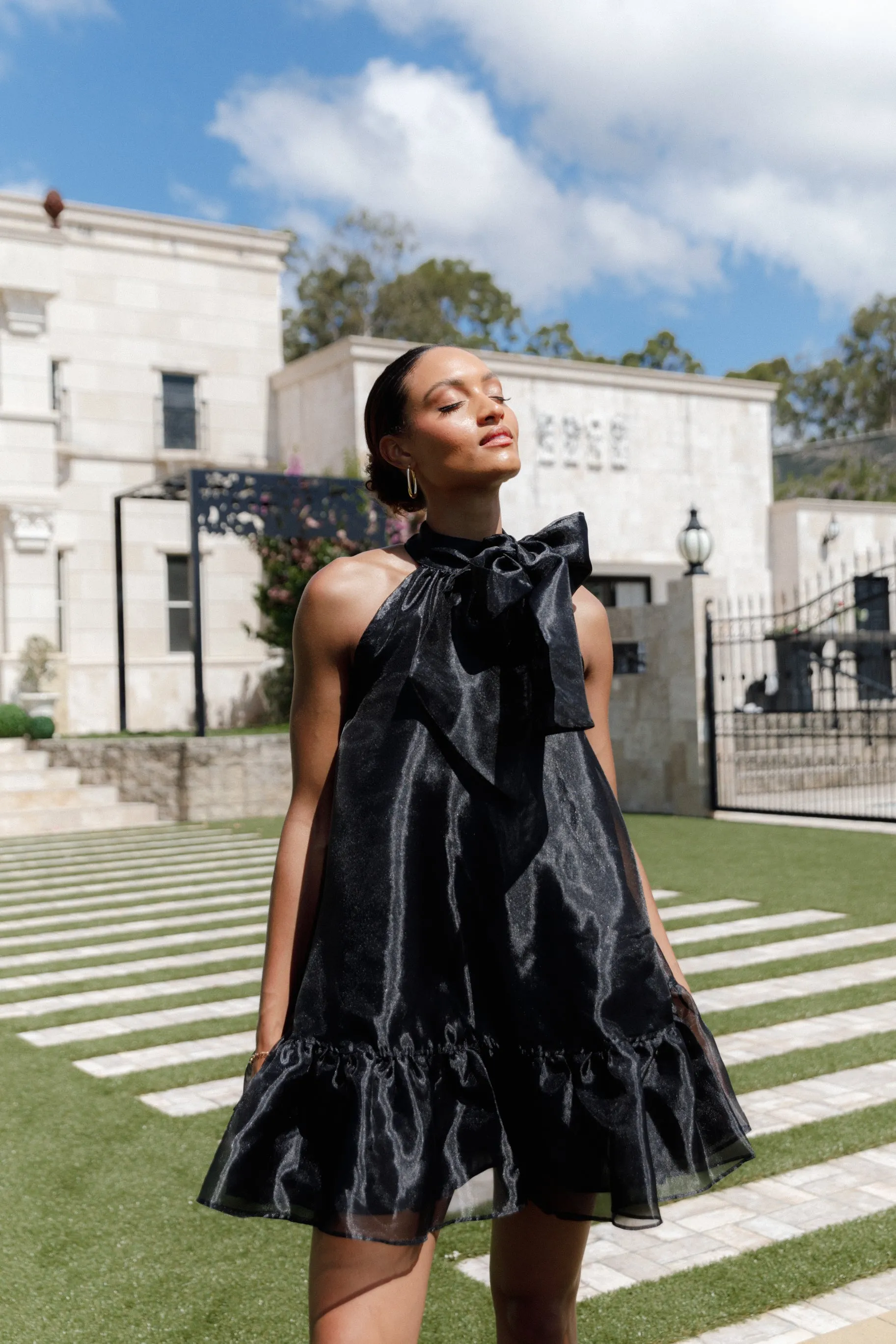 Sophia Bow Mini Dress - Black sold by Petal & Pup product image thumbnail 2