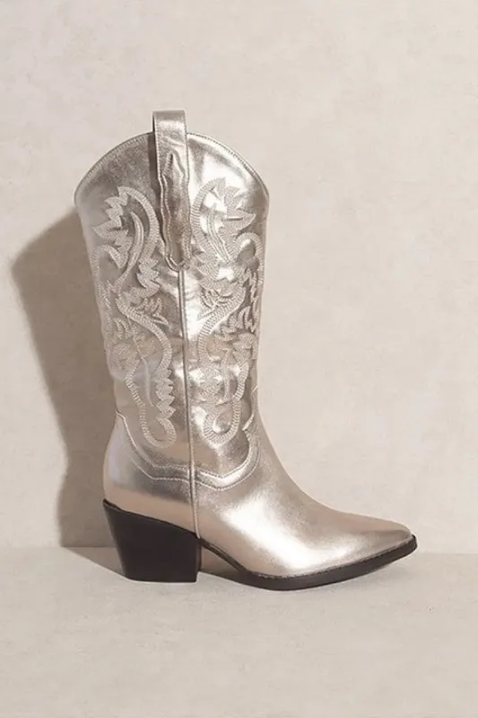 Amaya Cowboy Boot - Champagne sold by Petal & Pup