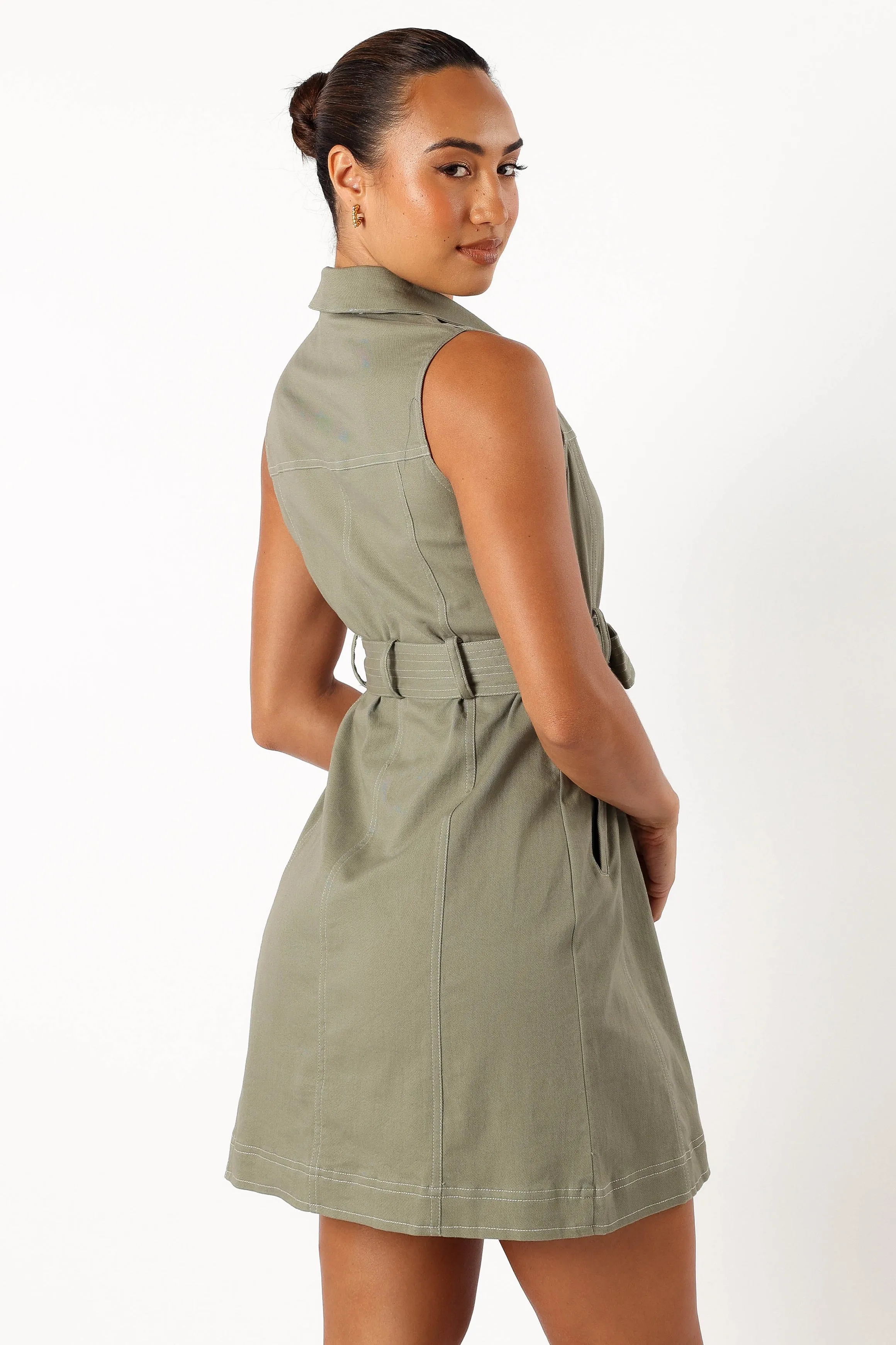 Jayne Mini Dress - Khaki sold by Petal & Pup product image thumbnail 4