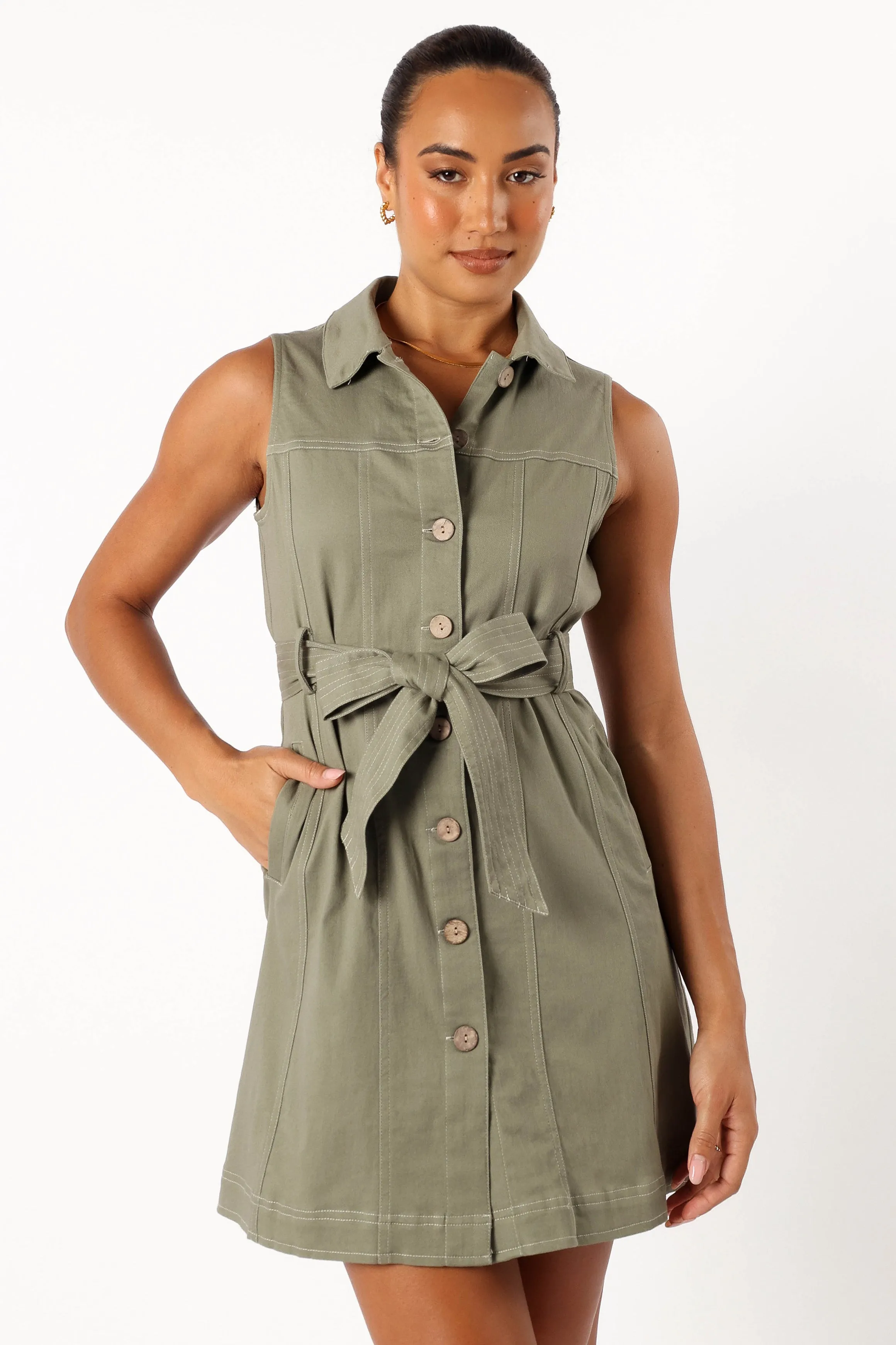 Jayne Mini Dress - Khaki sold by Petal & Pup product image thumbnail 2
