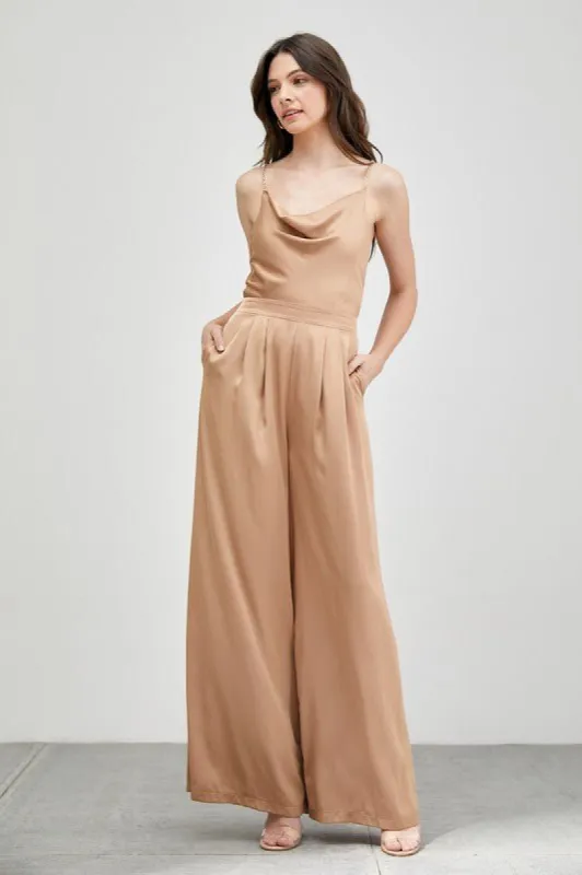 Marta Cowl Neck Jumpsuit - Taupe sold by Petal & Pup