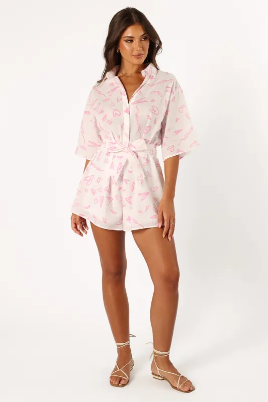Kellie Romper - Amore Print sold by Petal & Pup