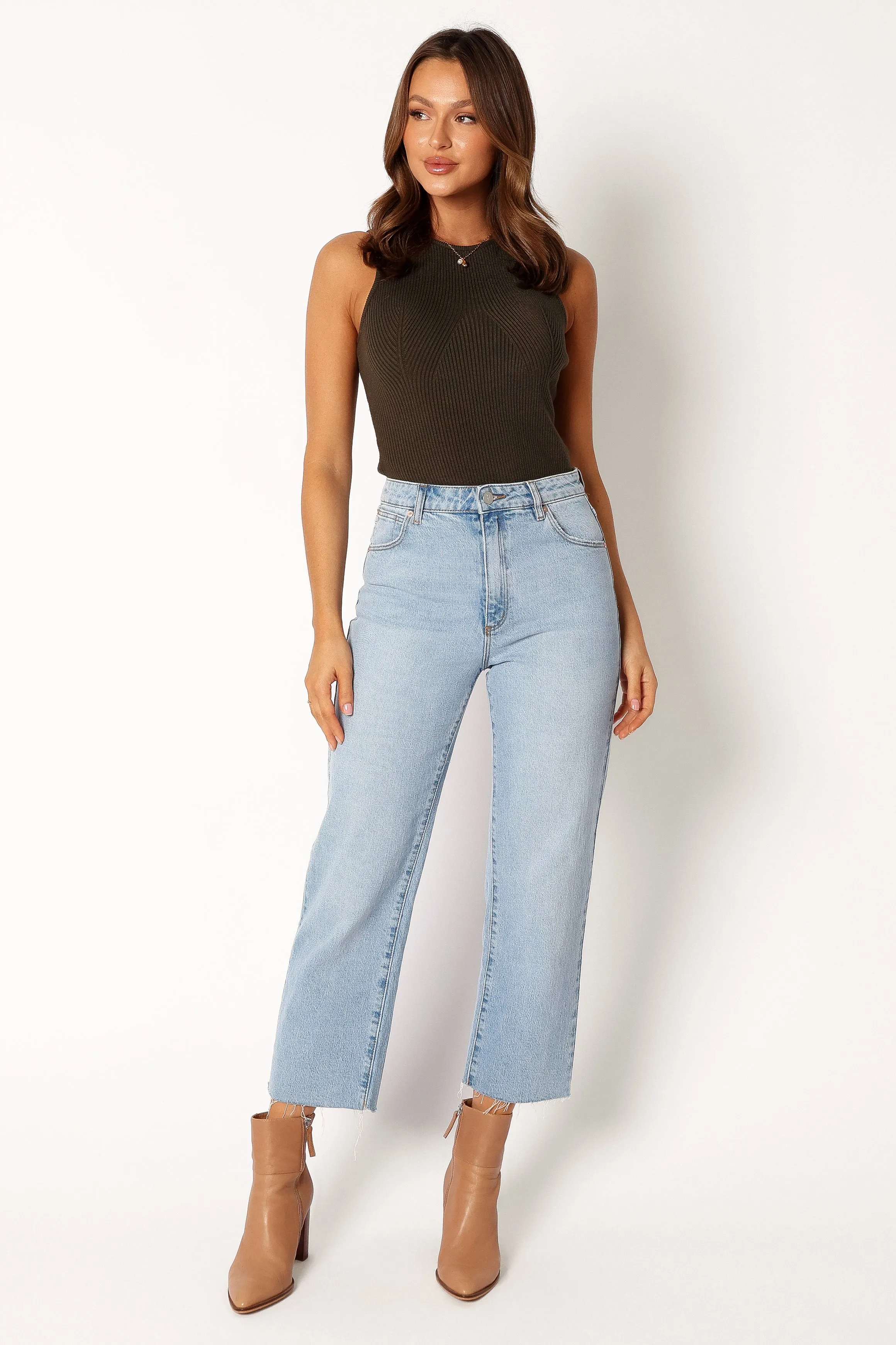 Davie Ribbed Knit Top - Khaki sold by Petal & Pup product image thumbnail 5