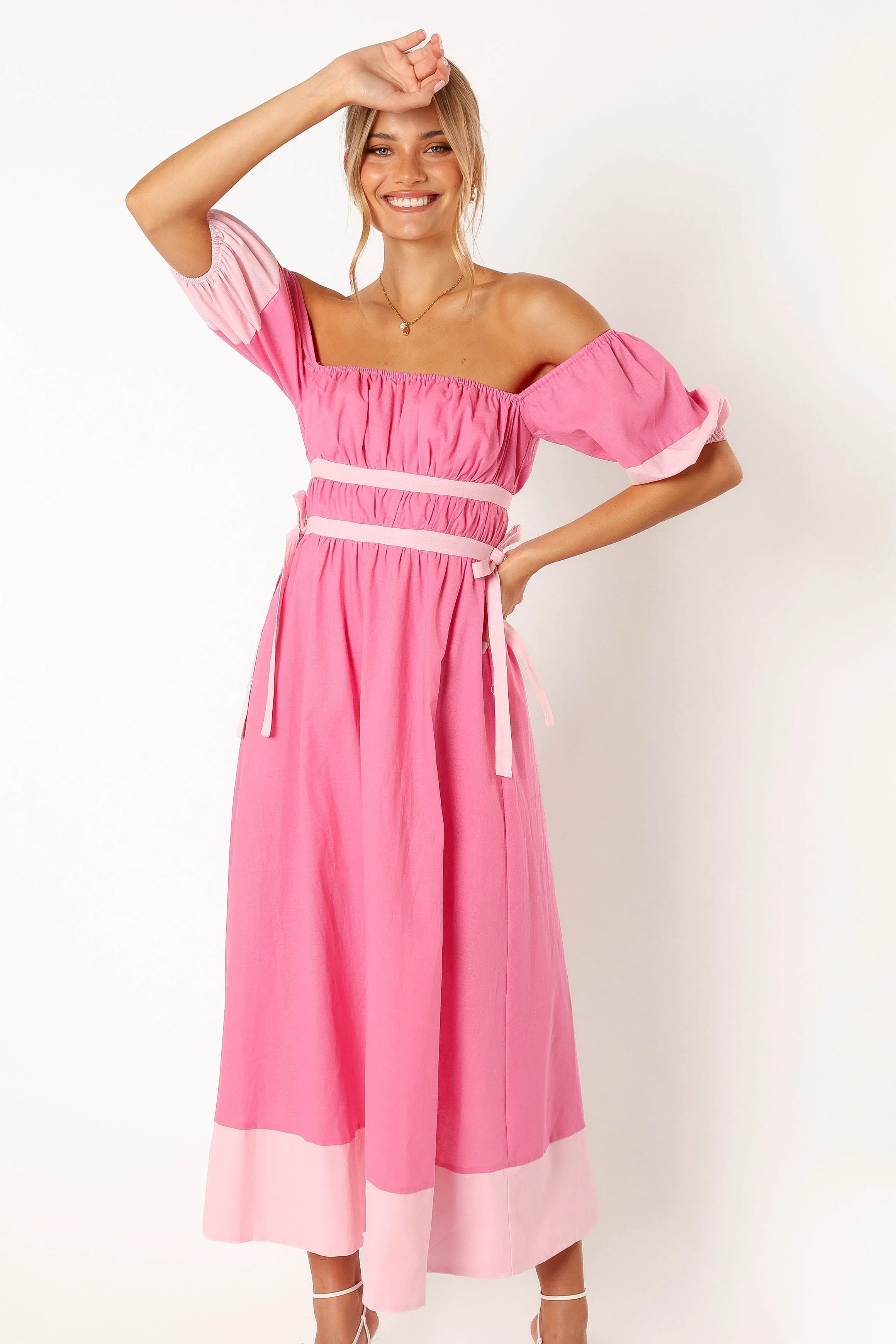 Tailor Off Shoulder Midi Dress - Pink sold by Petal & Pup product image thumbnail 2
