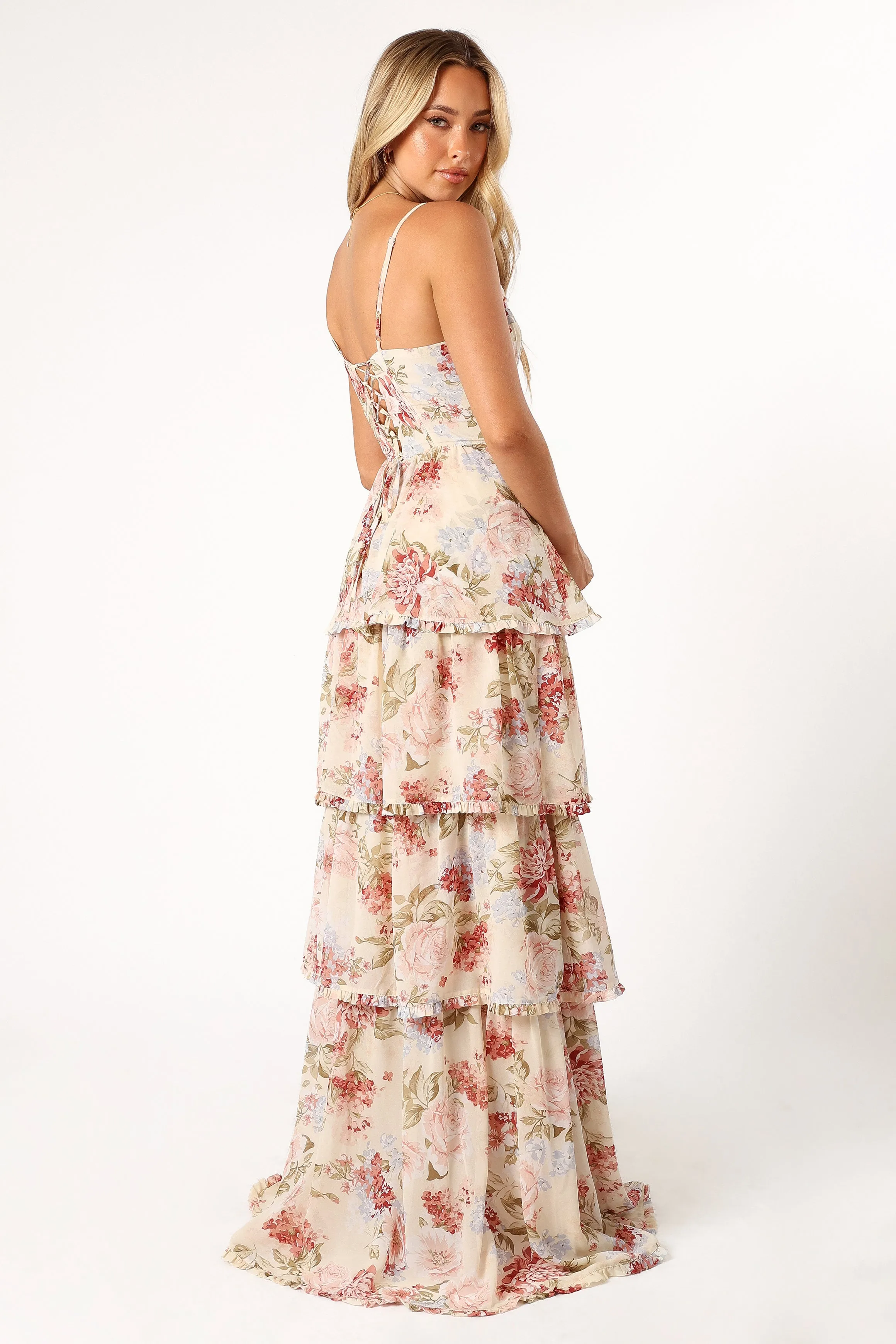 Mito Tiered Maxi Dress - Cream Floral sold by Petal & Pup product image thumbnail 4