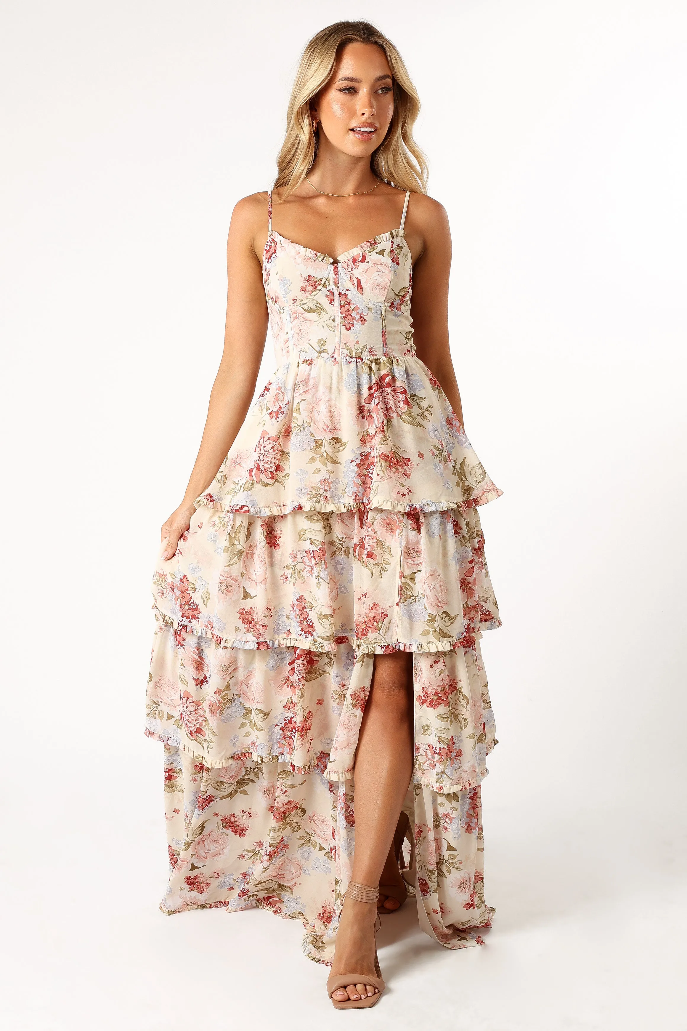 Mito Tiered Maxi Dress - Cream Floral sold by Petal & Pup product image thumbnail 3