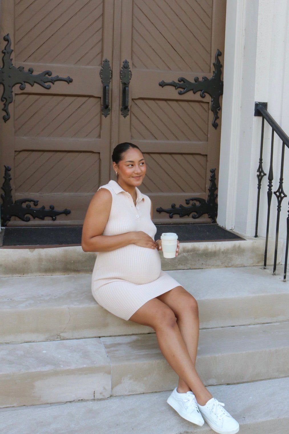 Bailey Ribbed Mini Dress - Beige sold by Petal & Pup