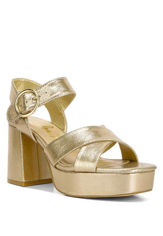 Adore Block Heel Sandals - Gold sold by Petal & Pup