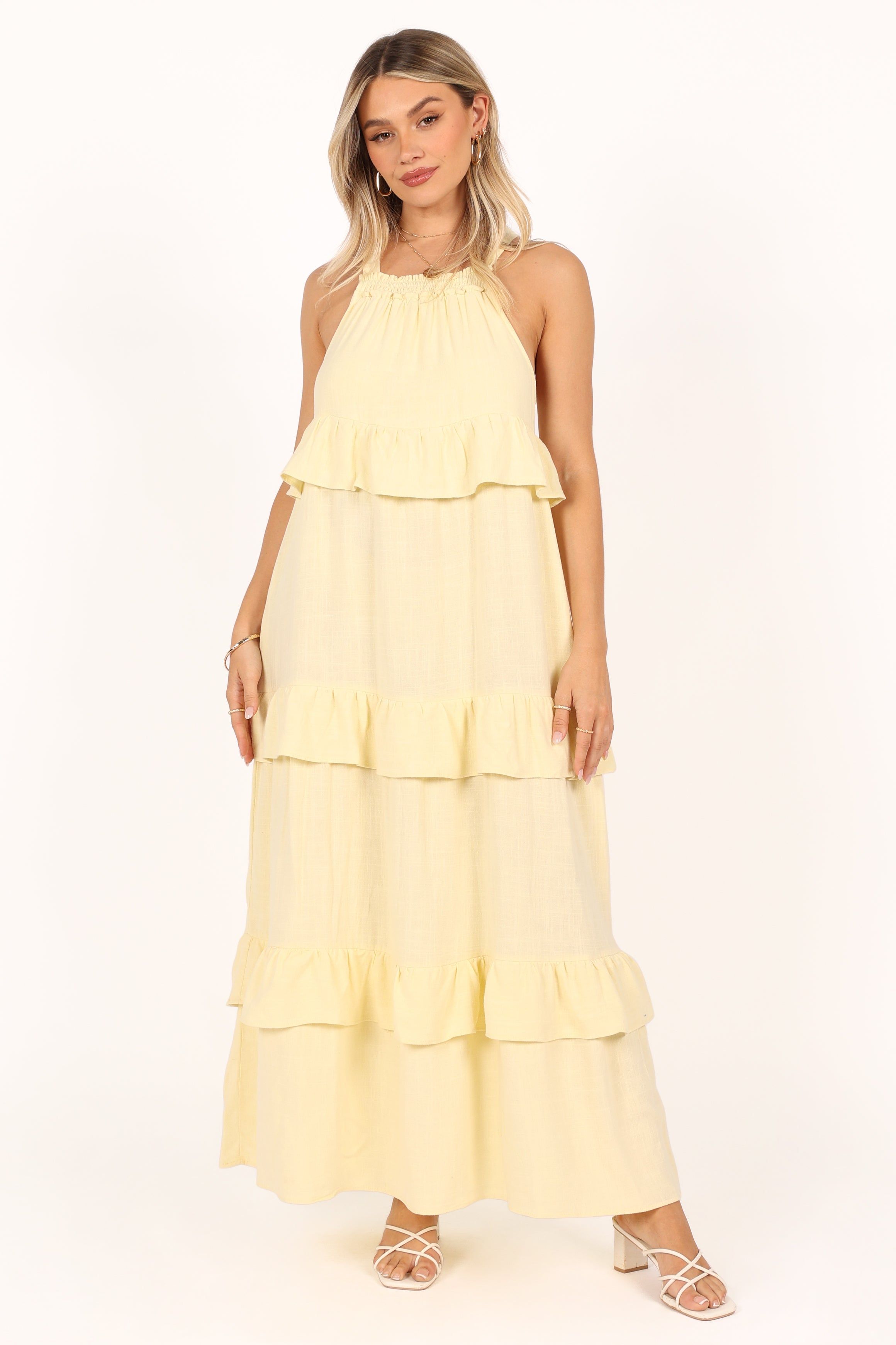 Priscilla Ruffle Maxi Dress - Butter Yellow sold by Petal & Pup product image thumbnail 4