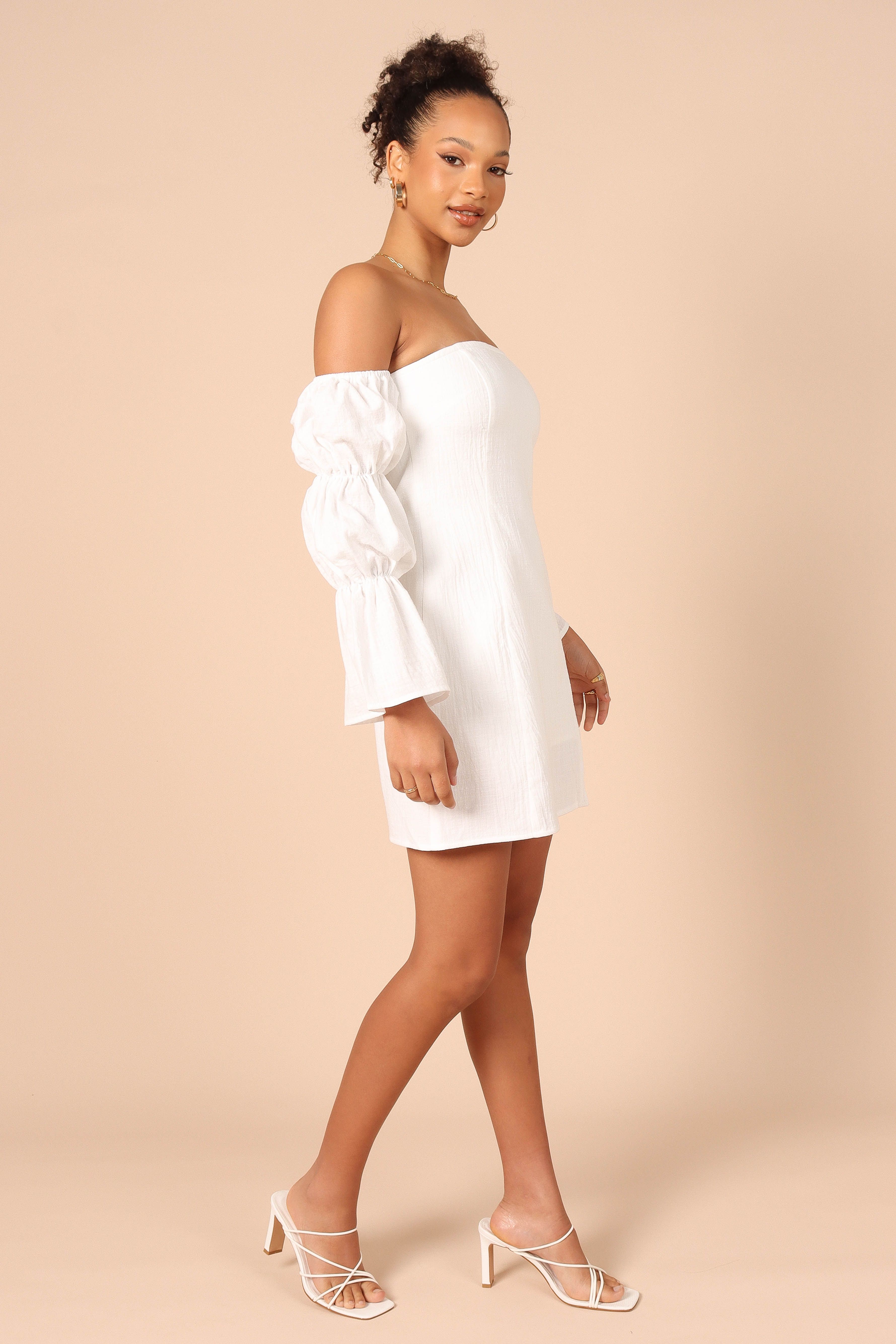 Cherese Puff Sleeve Mini Dress - White sold by Petal & Pup product image thumbnail 8