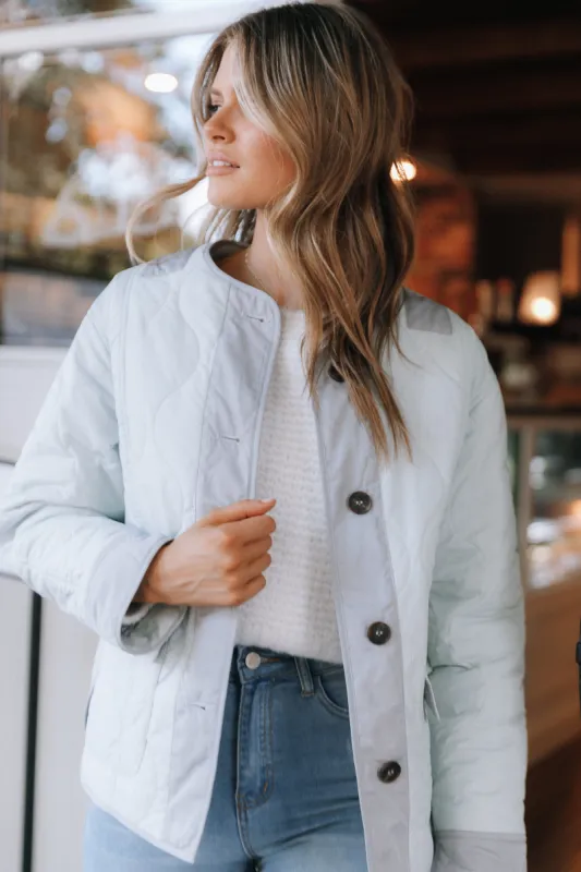 Hailey Quilted Jacket - Blue sold by Petal & Pup
