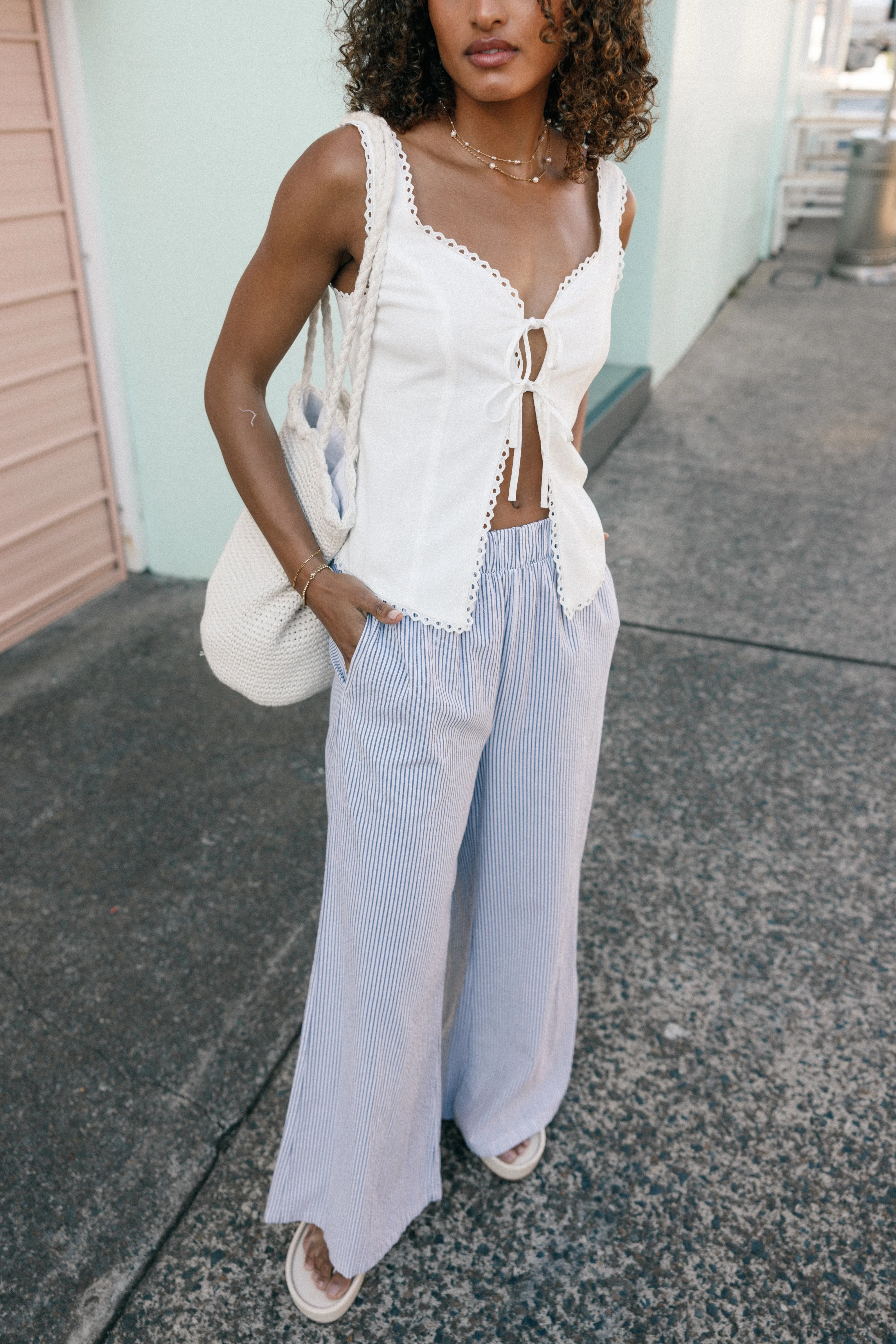 Savanna Striped Pants - White sold by Petal & Pup product image thumbnail 2