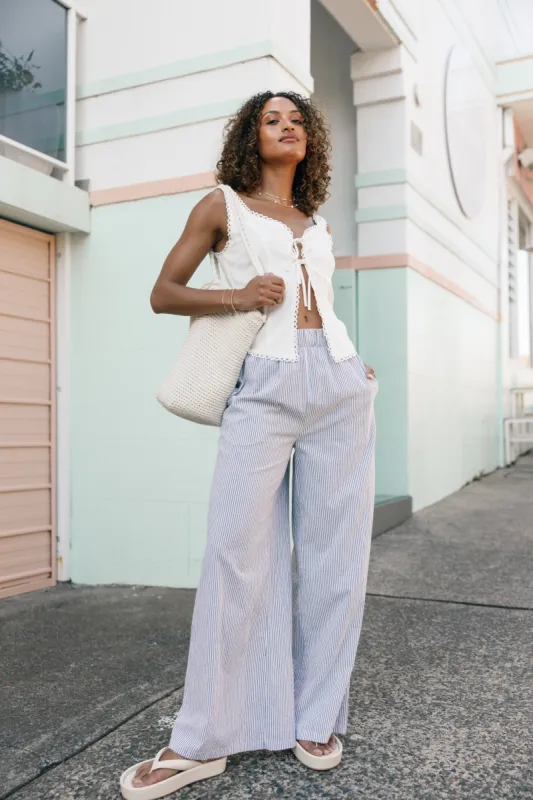 Savanna Striped Pants - White sold by Petal & Pup