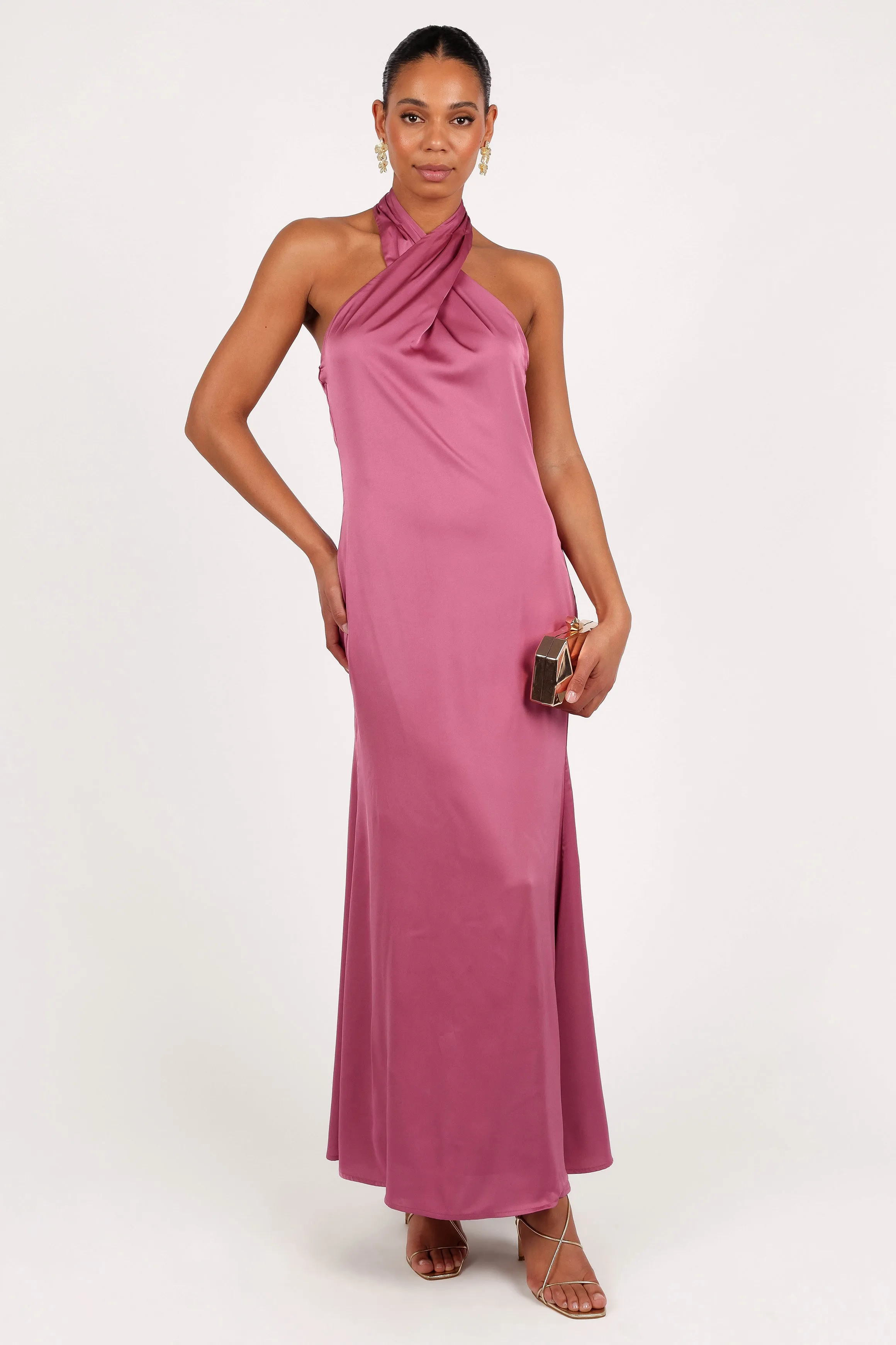 Mila Halterneck Maxi Dress - Dark Rose sold by Petal & Pup product image thumbnail 3