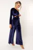 Avery Velvet Jumpsuit - Sapphire sold by Petal & Pup
