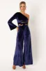 Avery Velvet Jumpsuit - Sapphire sold by Petal & Pup