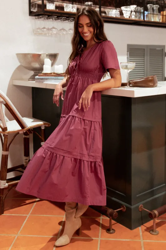Madelyn Tiered Maxi Dress - Berry sold by Petal & Pup
