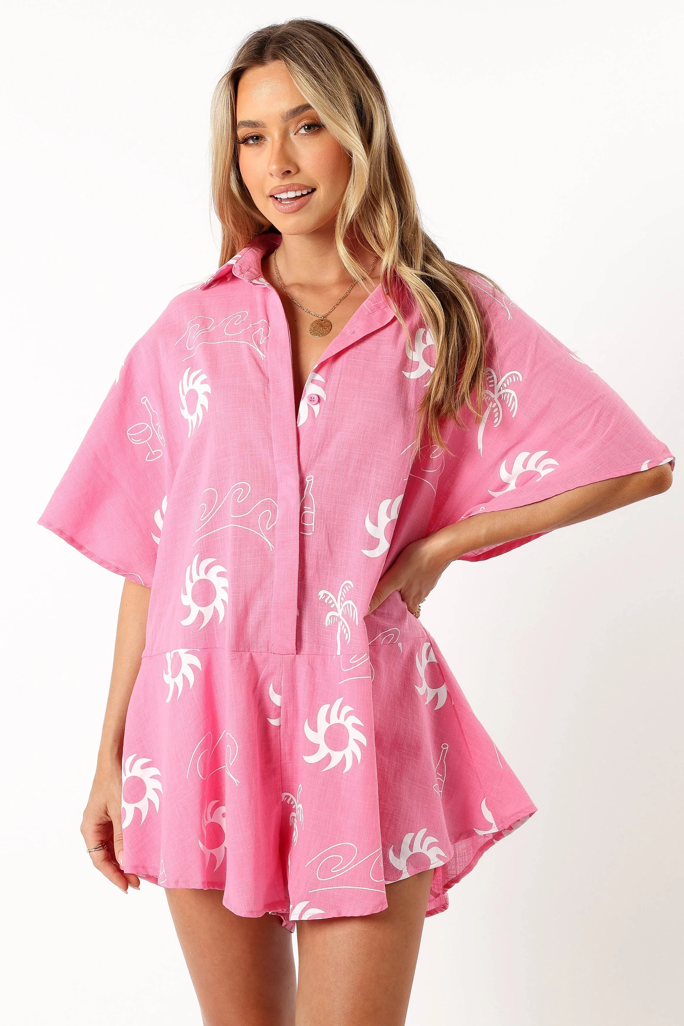 Sebastian Romper - Pink White sold by Petal & Pup product image thumbnail 2