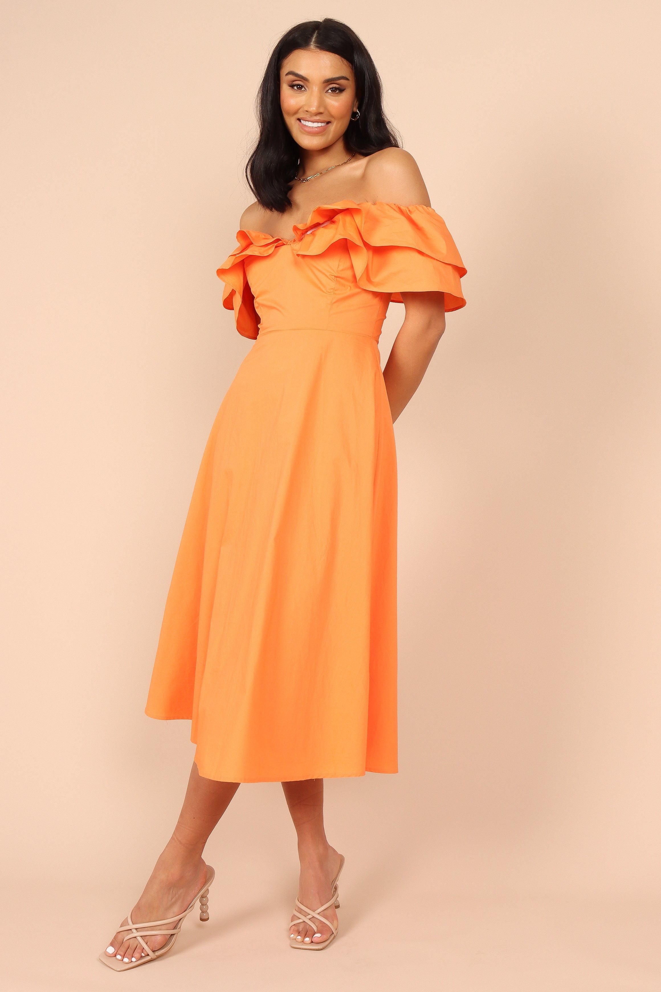 Cabo Frill Sleeve Midi Dress - Orange sold by Petal & Pup product image thumbnail 6