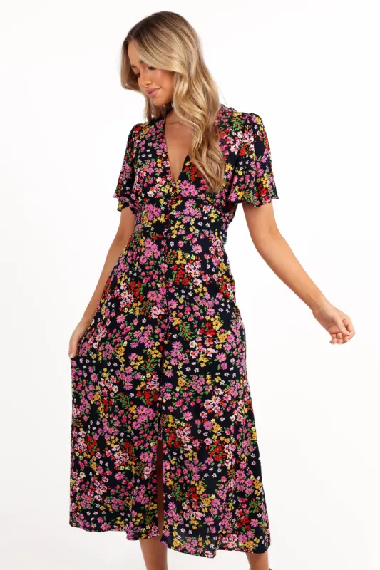 Owena Midi Dress - Midnight Daisy sold by Petal & Pup