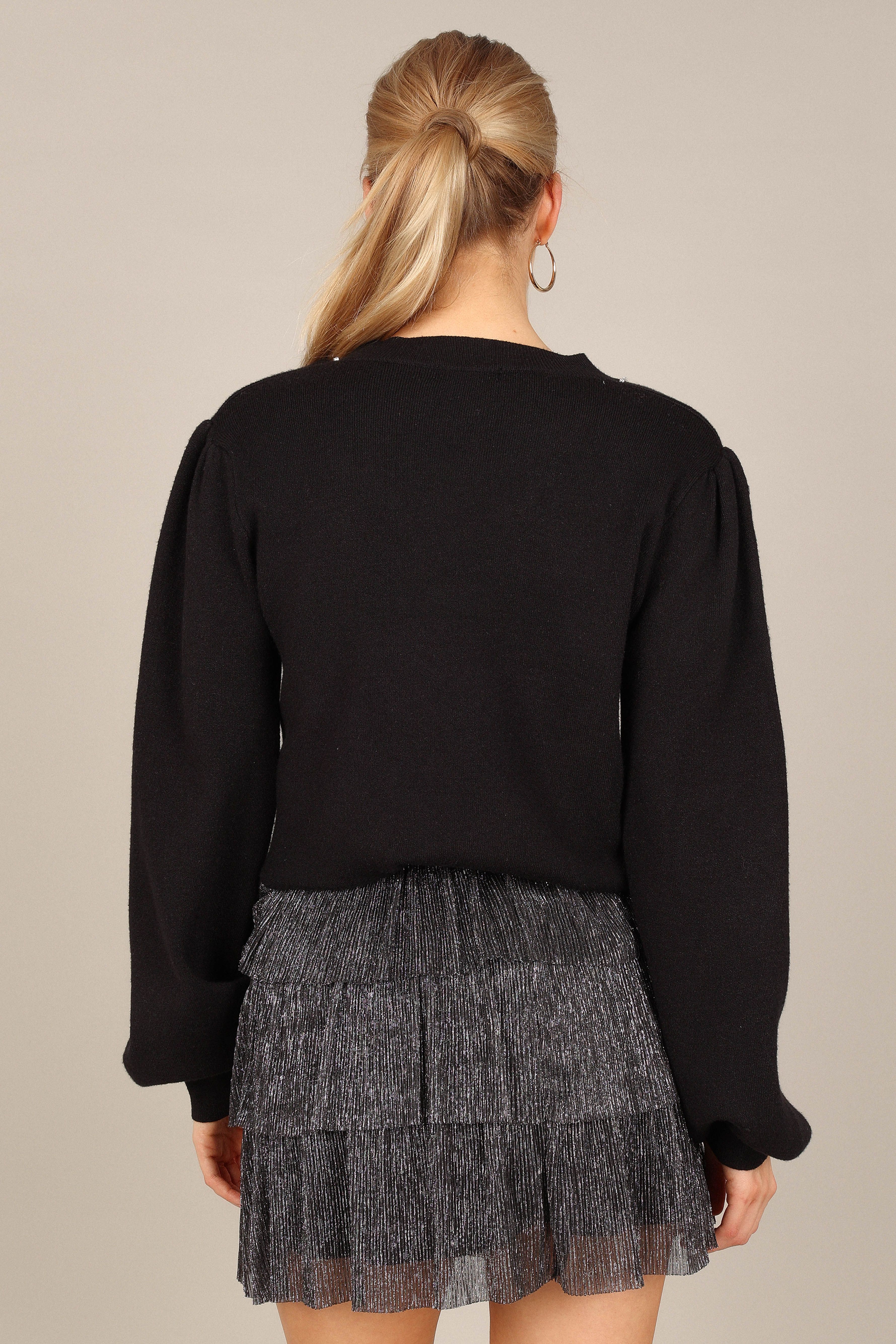 Taylor Rhinestone Bow Knit Sweater - Black sold by Petal & Pup product image thumbnail 2