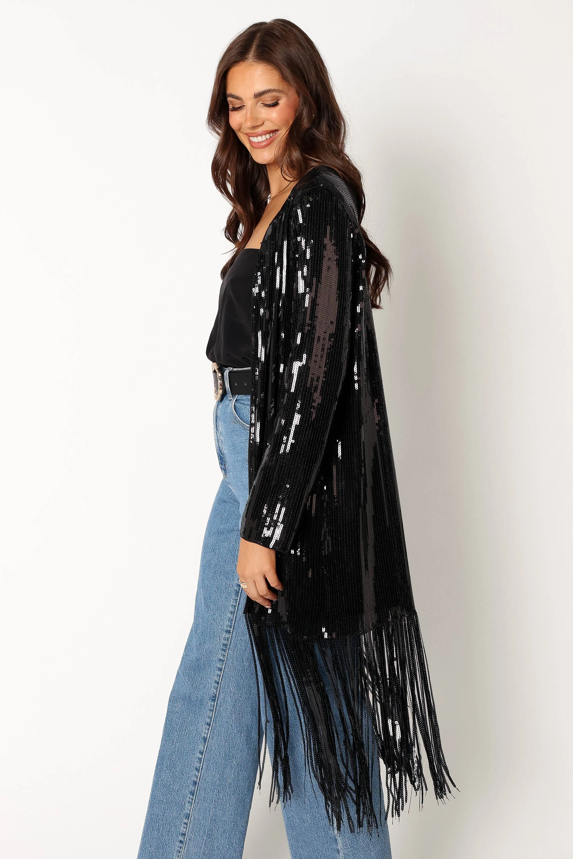 Miriam Sequin Fringe Duster - Black sold by Petal & Pup product image thumbnail 4