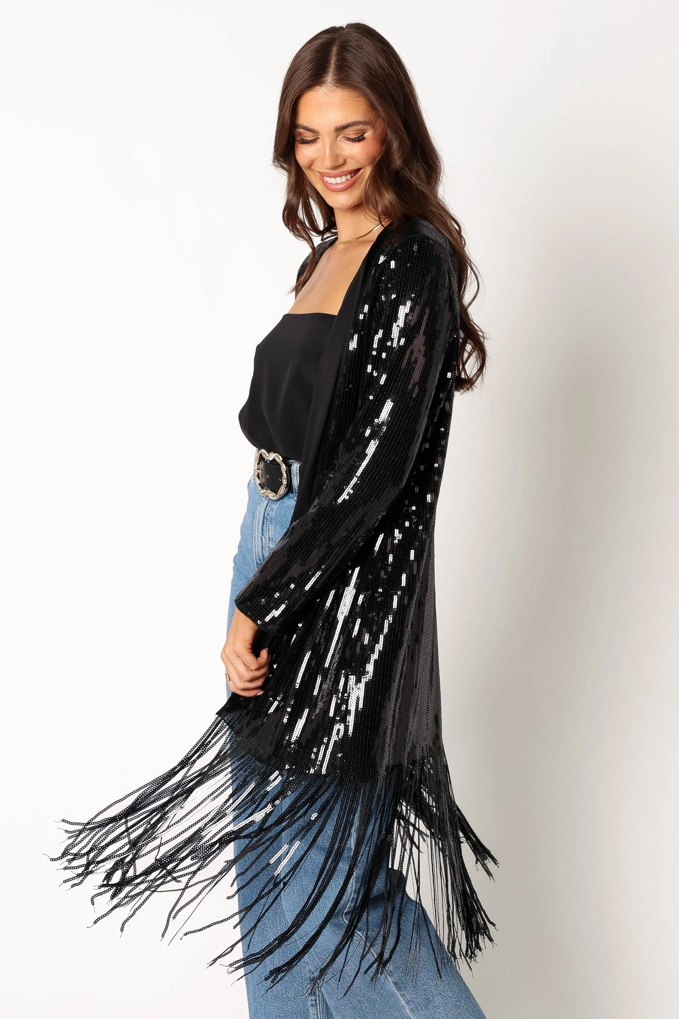 Miriam Sequin Fringe Duster - Black sold by Petal & Pup product image thumbnail 3