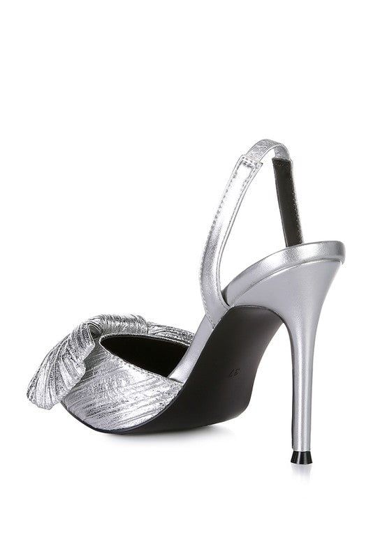 Kiki High Heeled Bow Slingback Sandals - Silver sold by Petal & Pup product image thumbnail 2