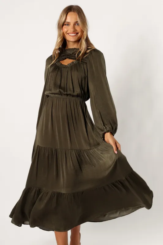 Suella Long Sleeve Maxi Dress - Olive sold by Petal & Pup
