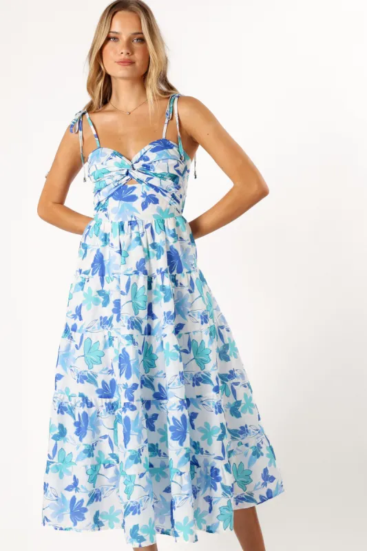 Lulu Cut Out Maxi Dress - Blue Floral sold by Petal & Pup