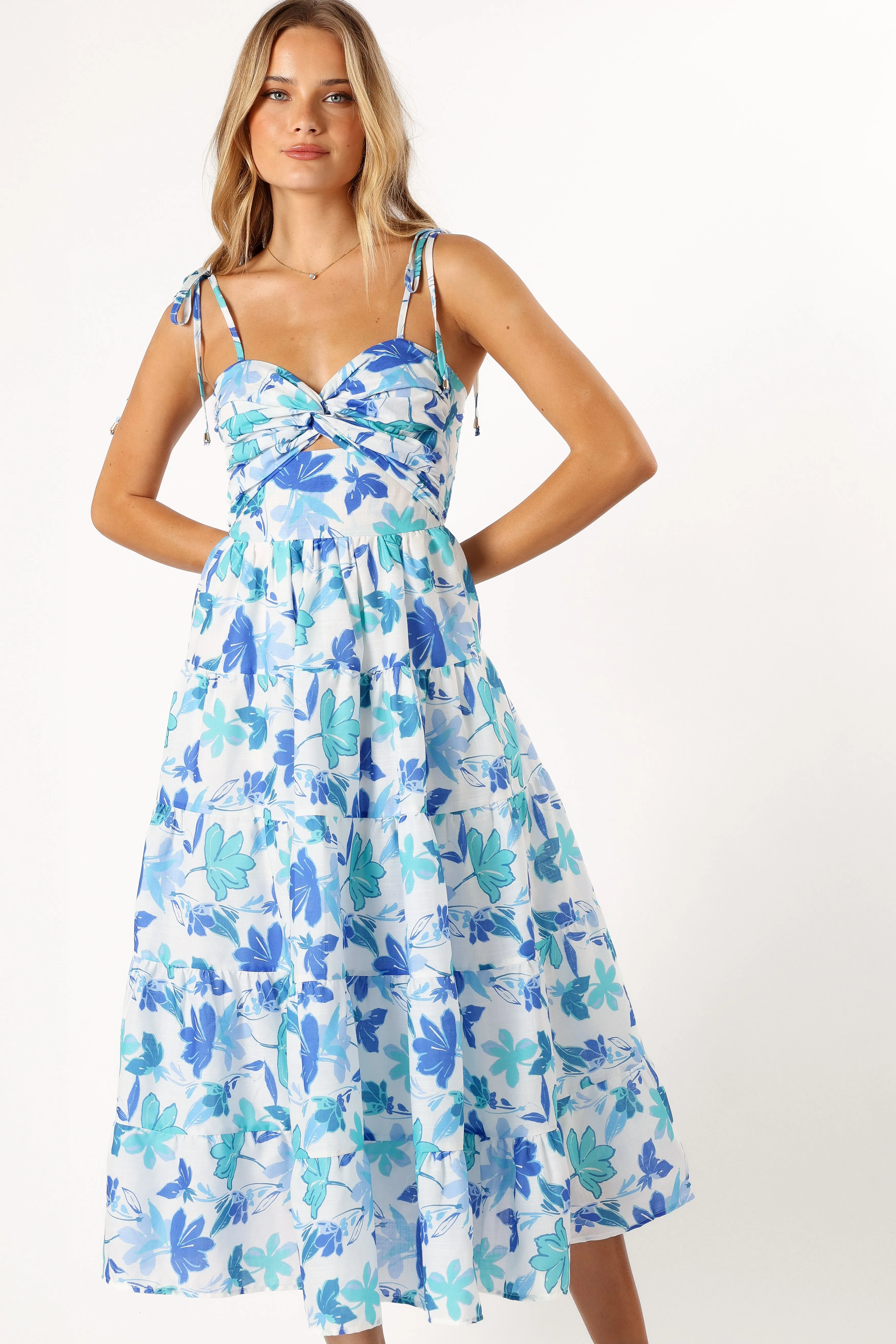 Lulu Cut Out Maxi Dress - Blue Floral sold by Petal & Pup