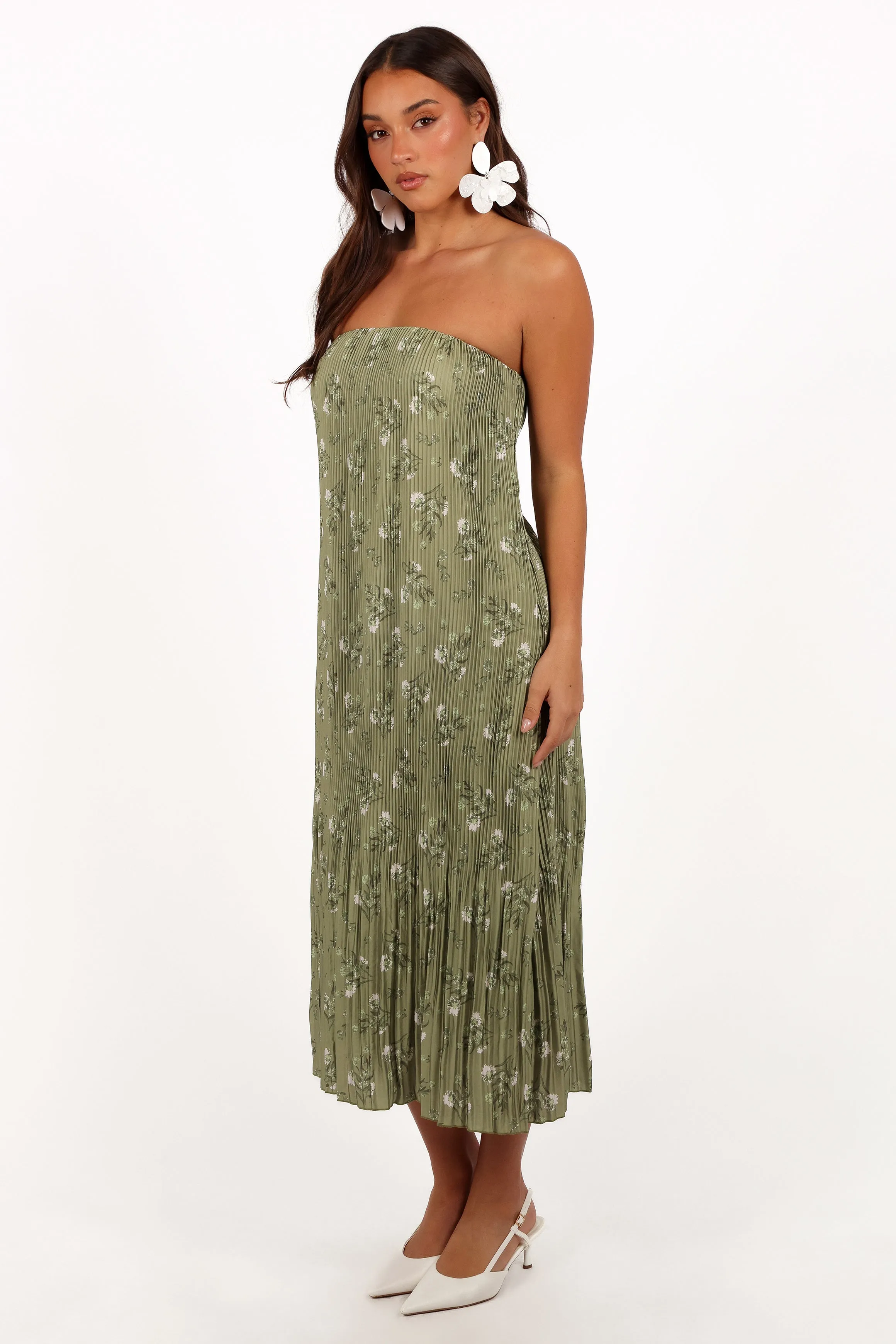 Sylvie Strapless Midi Dress - Sage Botanical sold by Petal & Pup product image thumbnail 4
