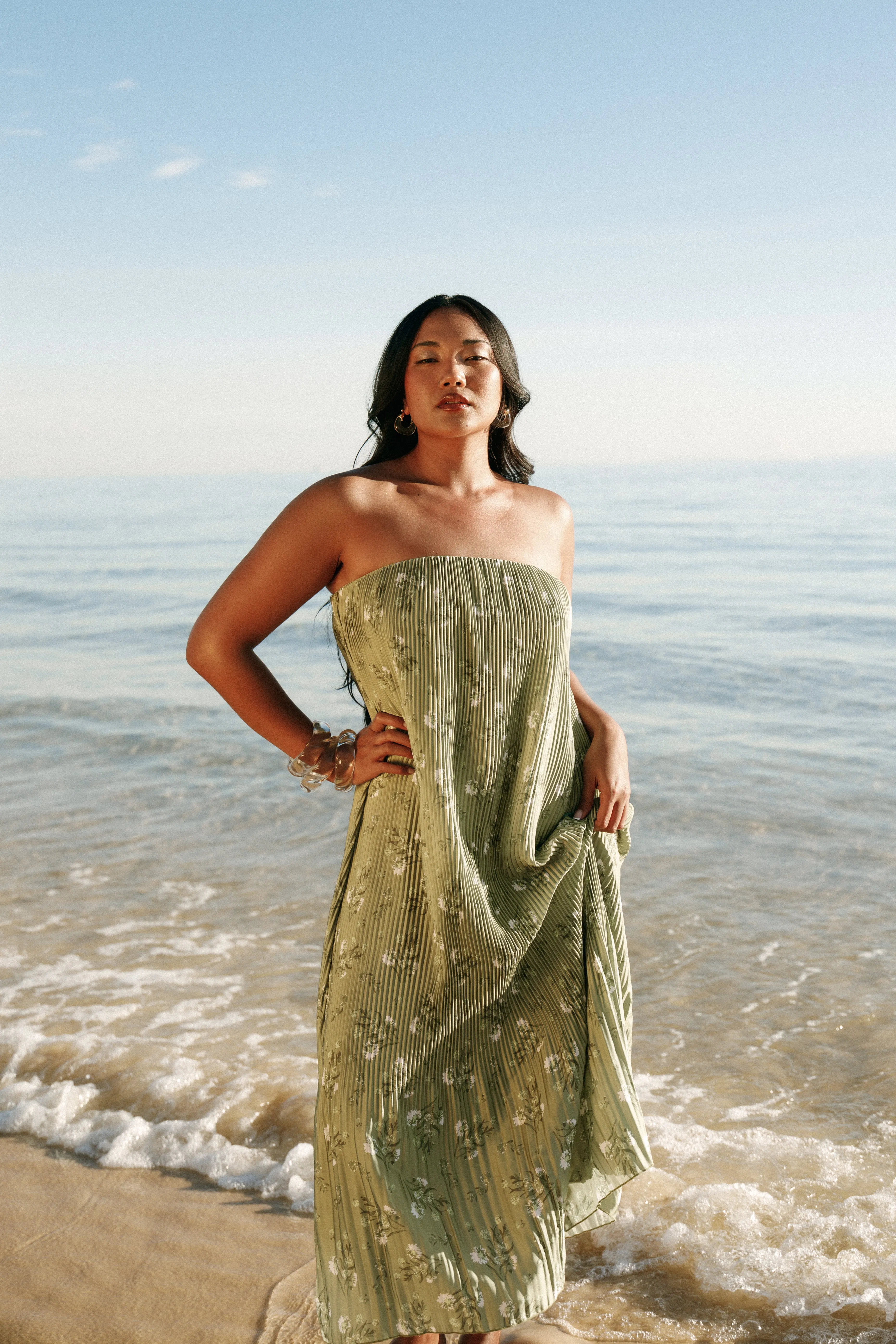 Sylvie Strapless Midi Dress - Sage Botanical sold by Petal & Pup product image thumbnail 2