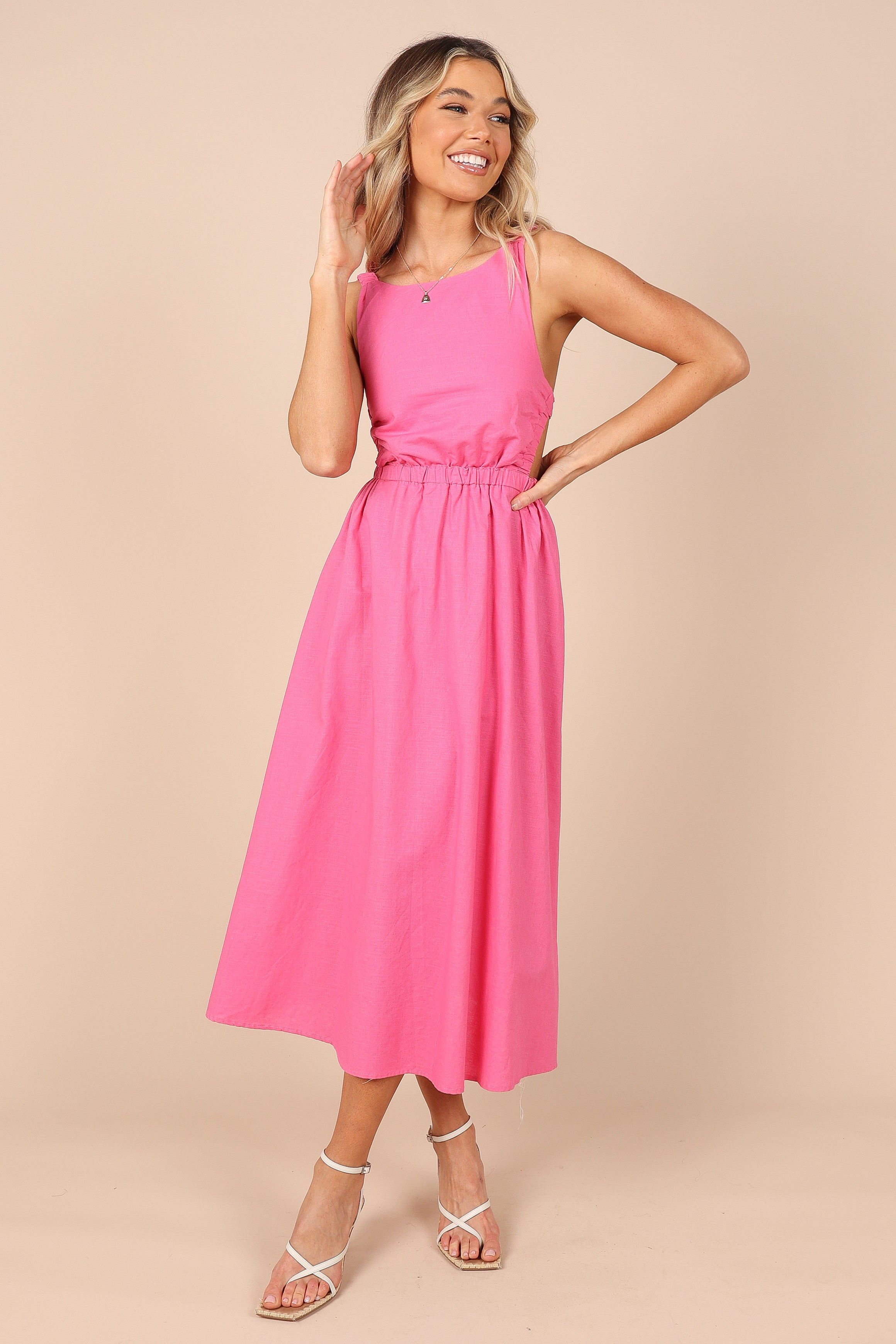 Aubrey Cutout Midi Dress - Pink | Parallel