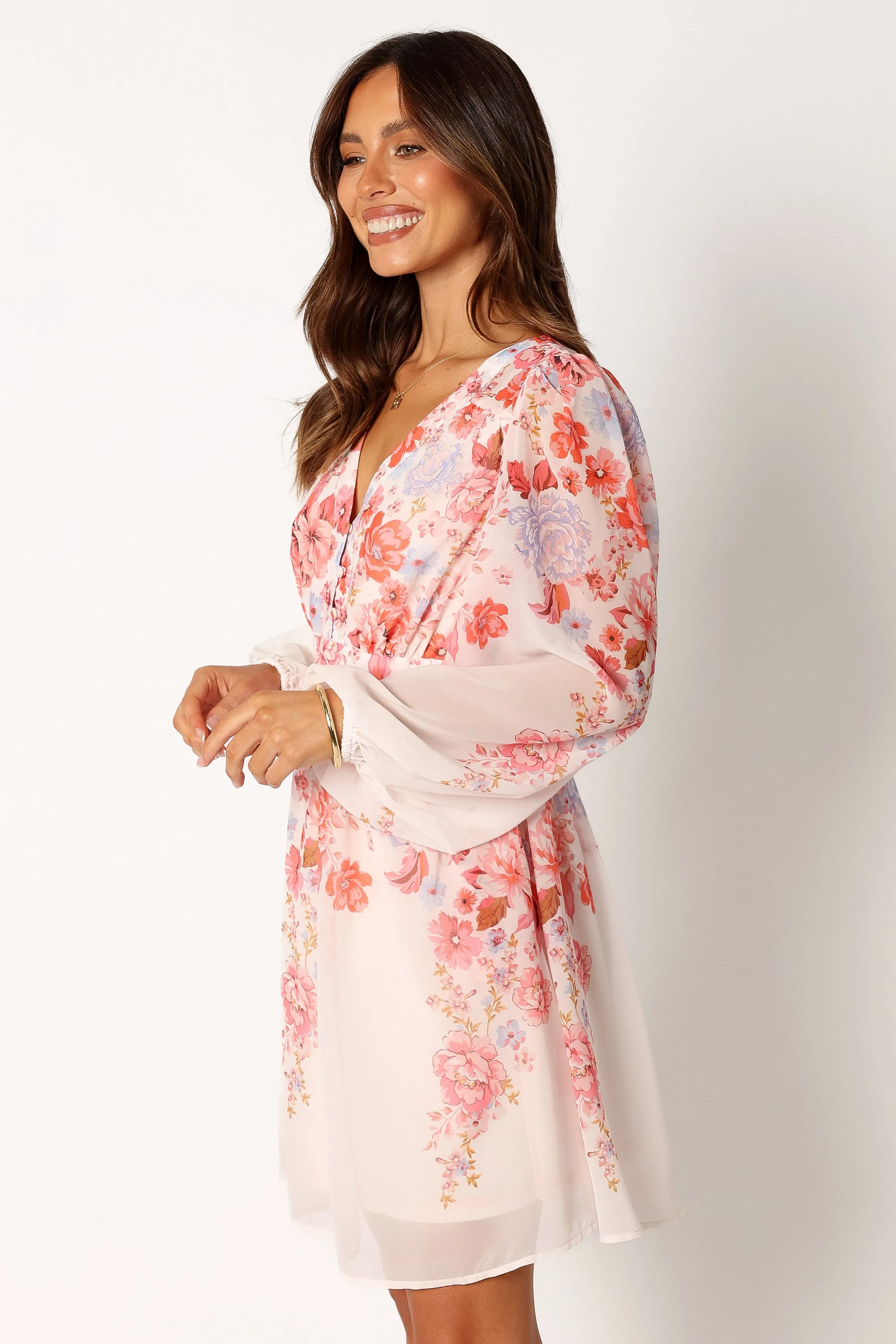Hattie Long Sleeve Mini Dress - Pink Floral sold by Petal & Pup product image thumbnail 3