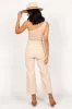 Georgette High Waisted Straight Leg Pants - Beige sold by Petal & Pup